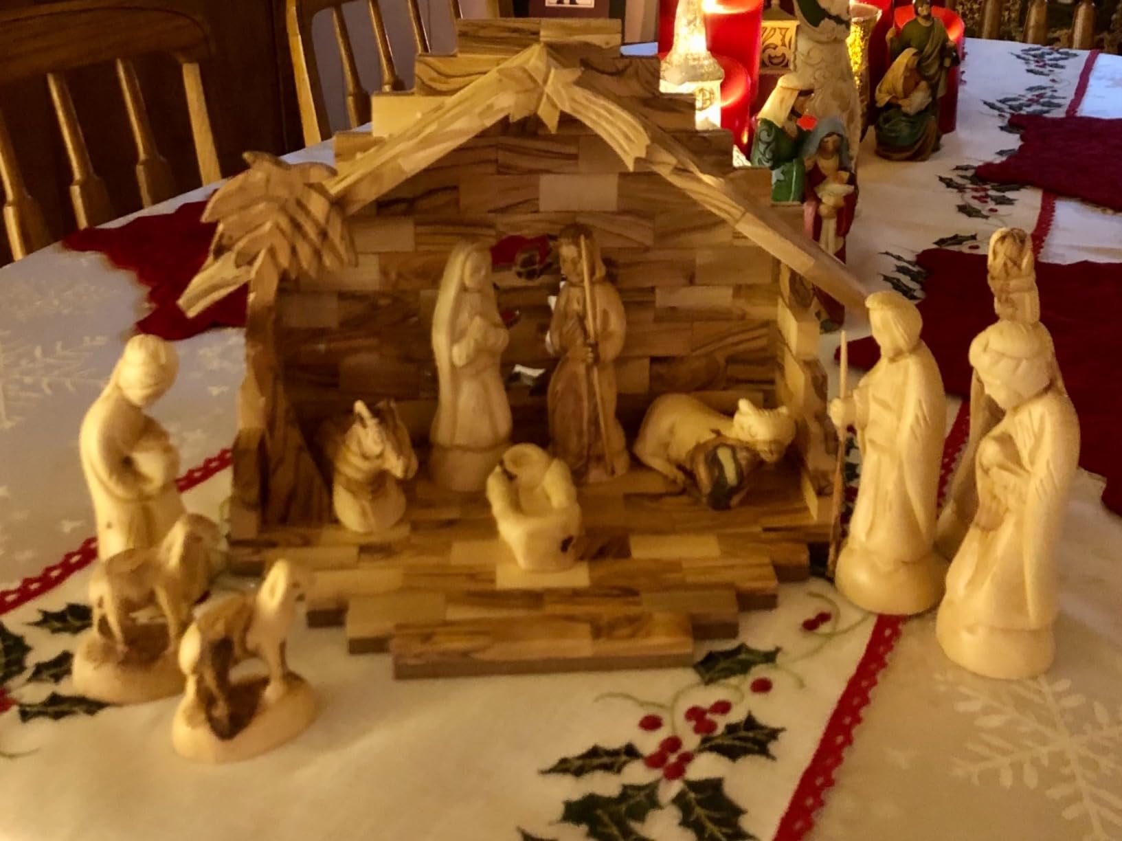 Holy Land Market Olive Wood Nativity Set 12 Piece Bethlehem Indoor, Hand Carved customer photo 2