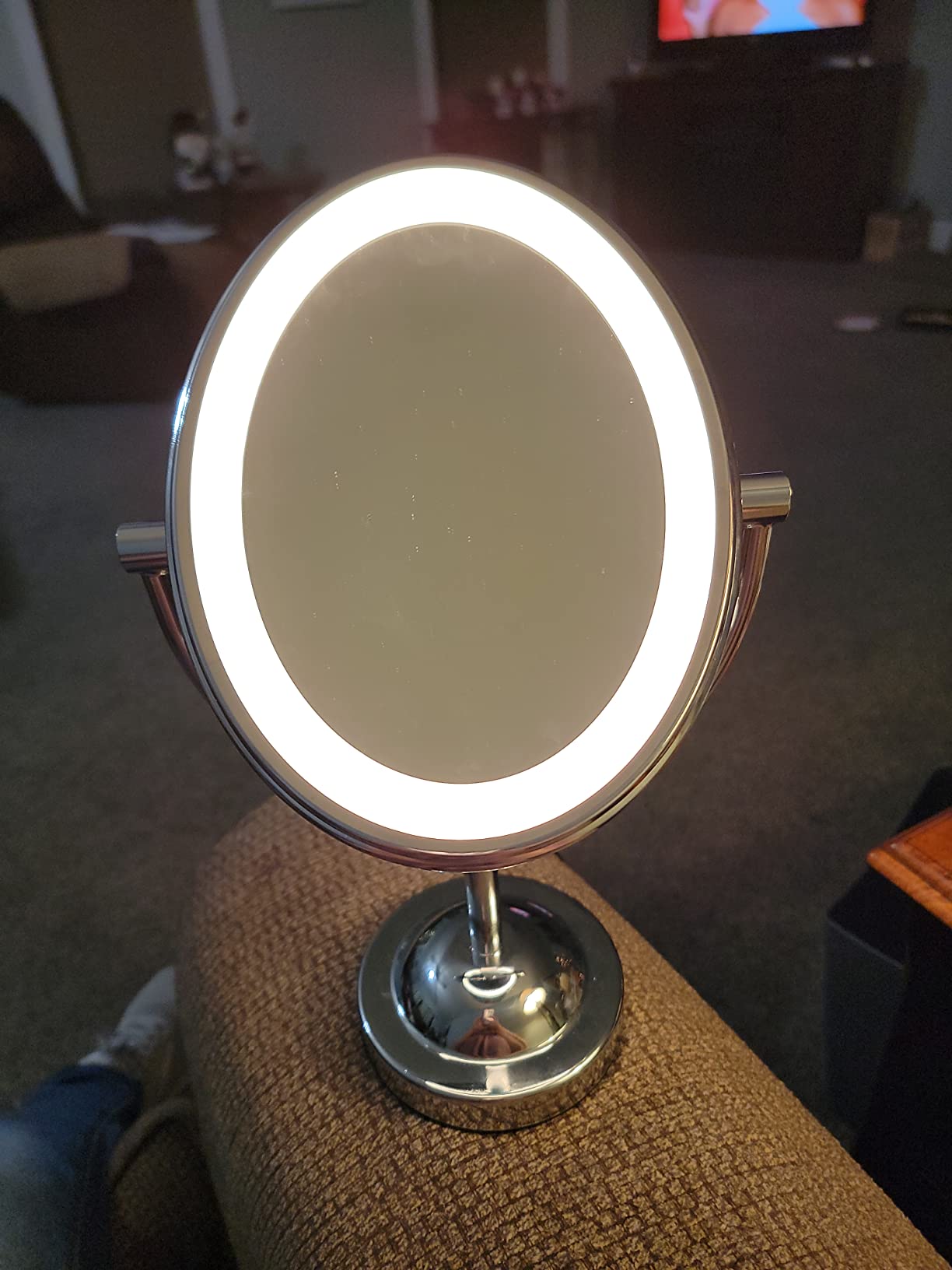 Conair Lighted Makeup Mirror, LED Vanity Mirror, 1X/7X Magnifying Mirror, Double Sided, Corded in Polished Chrome customer photo 2
