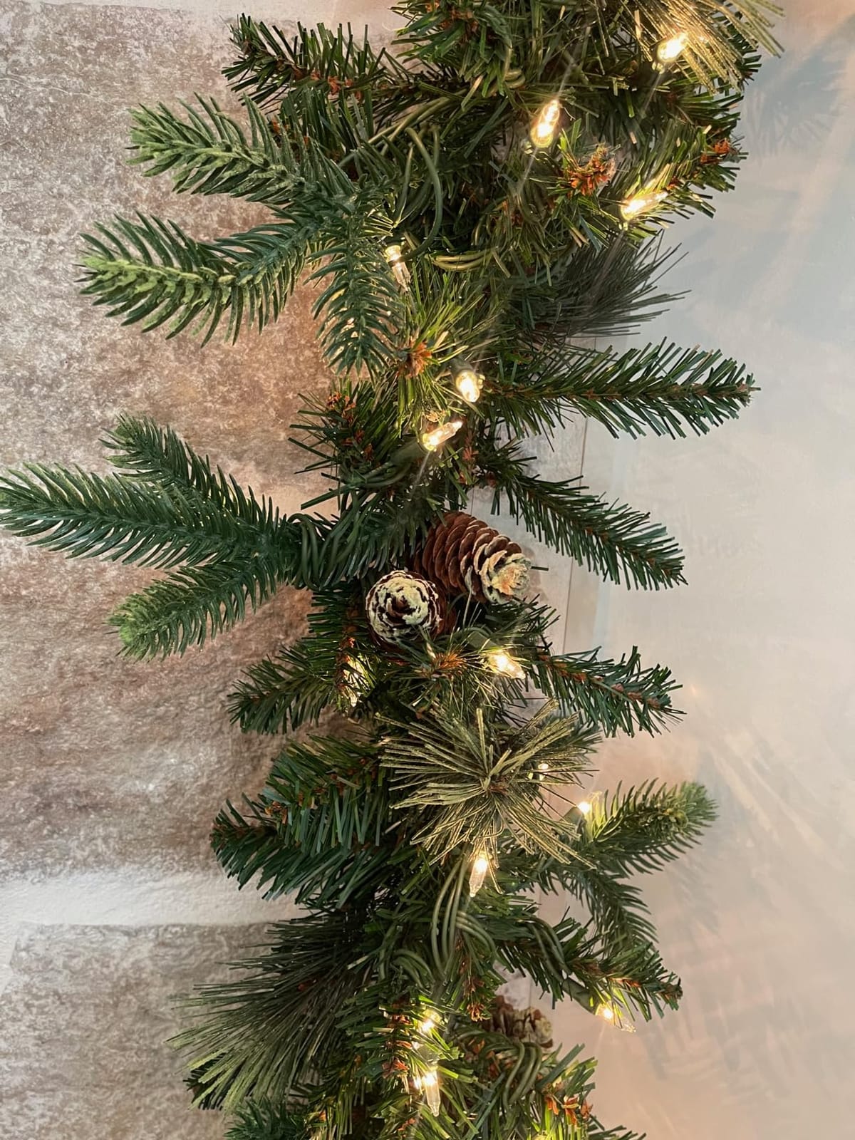 National Tree Company 9ft Pre-Lit Carolina Pine Christmas Garland | 100 Clear Lights, 240 Tips, Artificial Christmas Decoration With Pinecones, Green customer photo 2