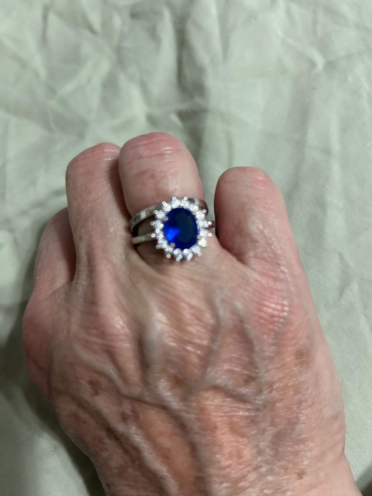 Metal Masters Solid Sterling Silver Kate Middleton's Engagement Ring with Simulated Sapphire Blue Color Cubic Zirconia customer photo 1
