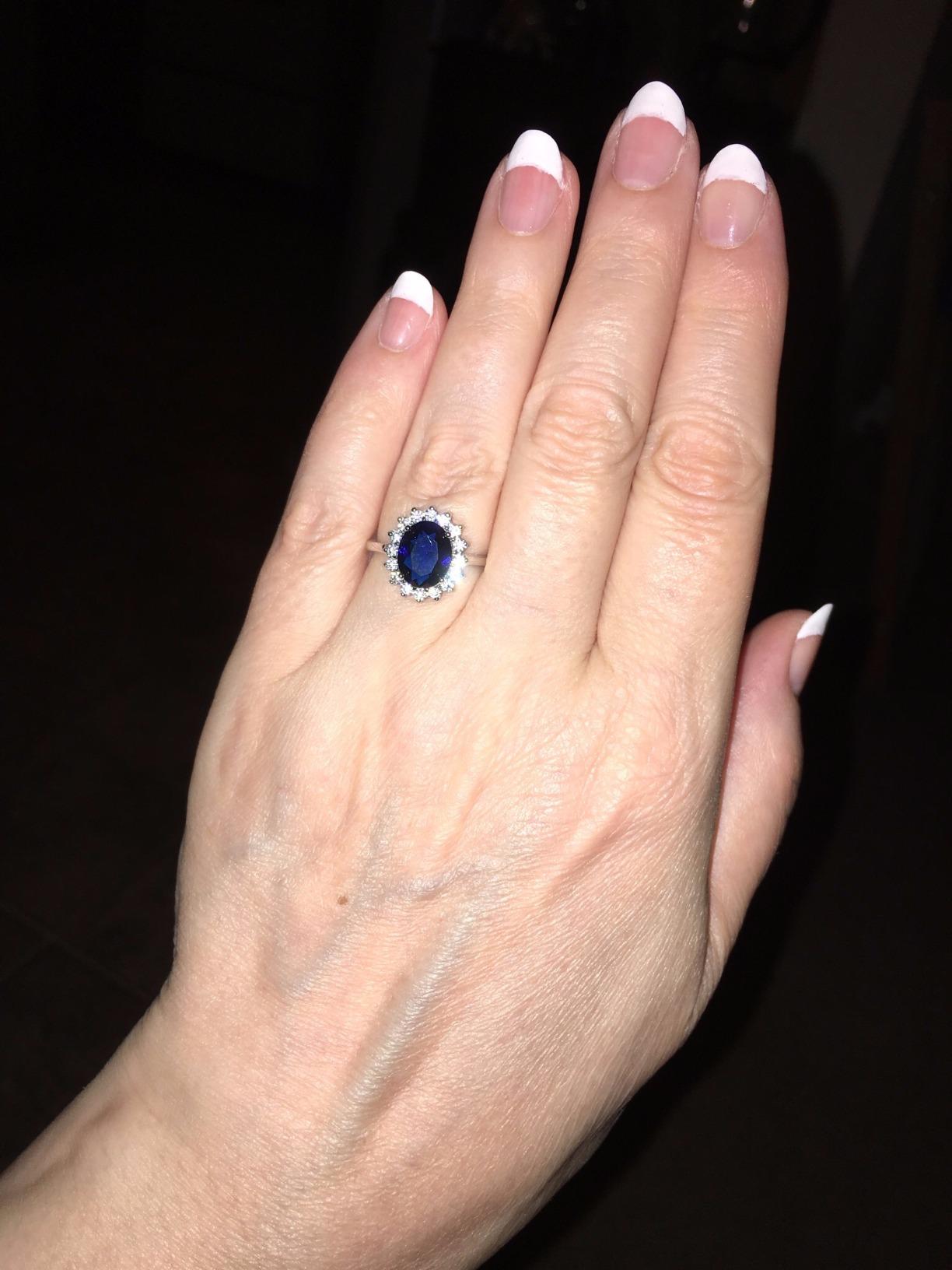 Metal Masters Solid Sterling Silver Kate Middleton's Engagement Ring with Simulated Sapphire Blue Color Cubic Zirconia customer photo 2