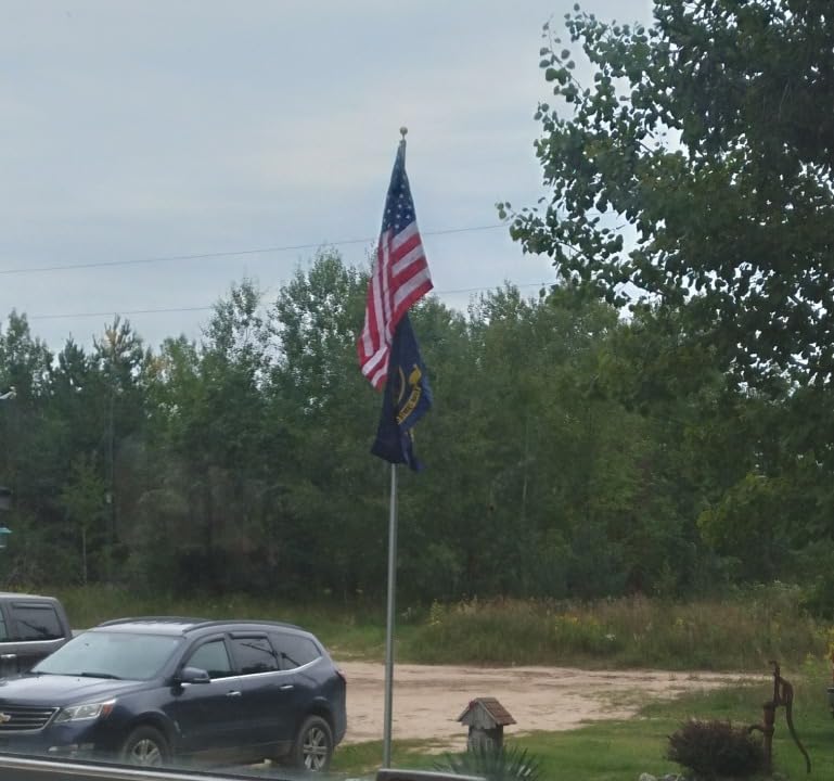 TITAN TELESCOPING FLAGPOLE, 20ft Silver - Made in The USA Heavy Duty Flag Pole Kit, Anodized Aluminum Telescoping Flag Pole, 4 x 6 American Flag, Hardware for 2 Flags, Assembly Instructions Included customer photo 2