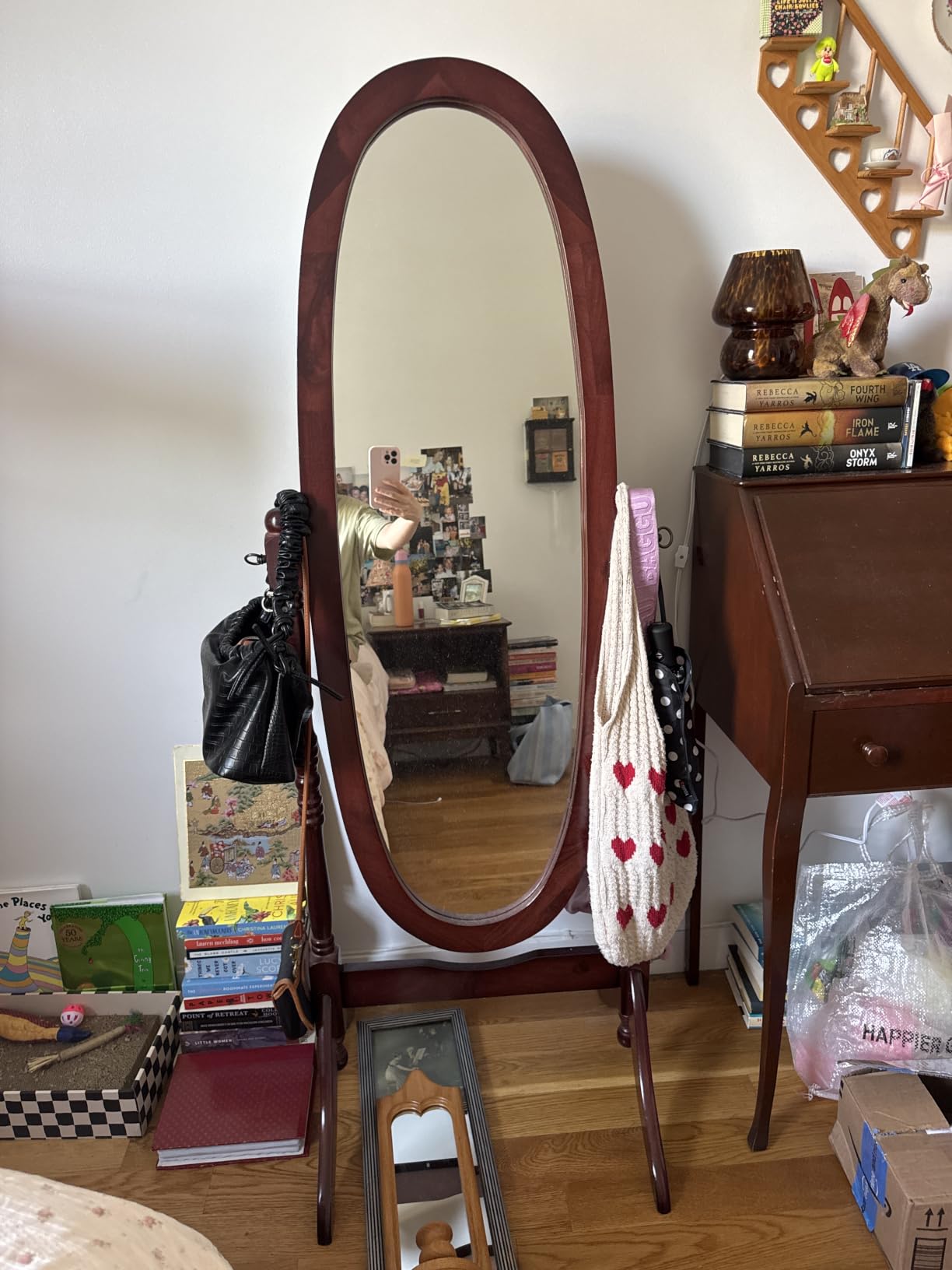 Coaster Home Furnishings - Foyet - Wood - Cheval Standing Mirror with Swivel Base, Adjustable Viewing Angles and Turned Posts - Bedroom, Entryway & Dressing Area - Merlot - 3101 customer photo 1