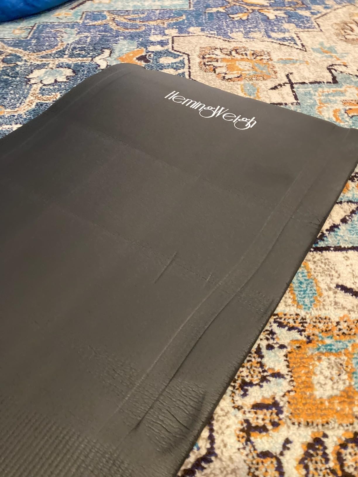 HemingWeigh 1 Inch Extra Thick Non Slip Yoga Mat - Exercise Mats for Home Workouts, Black (70