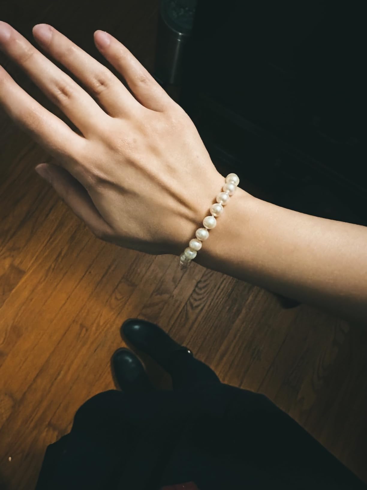 The Pearl Source Real Pearl Bracelet for Women, 14K Gold Plated Clasp, Genuine AAA Cultured Freshwater Pearls, 7-8mm White Pearls Bracelet, Fine Jewelry Gift customer photo 2
