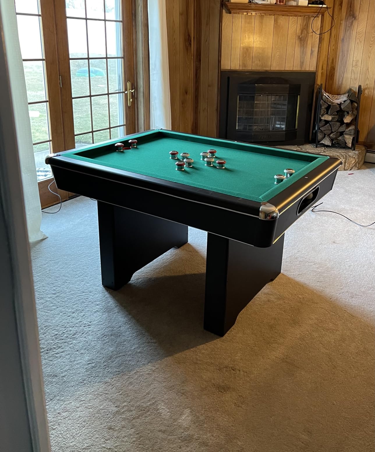 Hathaway Renegade 54-in Bumper Pool Table for Game Room - Genuine Slate Play Bed & Carpeted Ball Return System - Includes Cues, Balls, Brush & Chalk - Green Felt with Black Finish customer photo 1