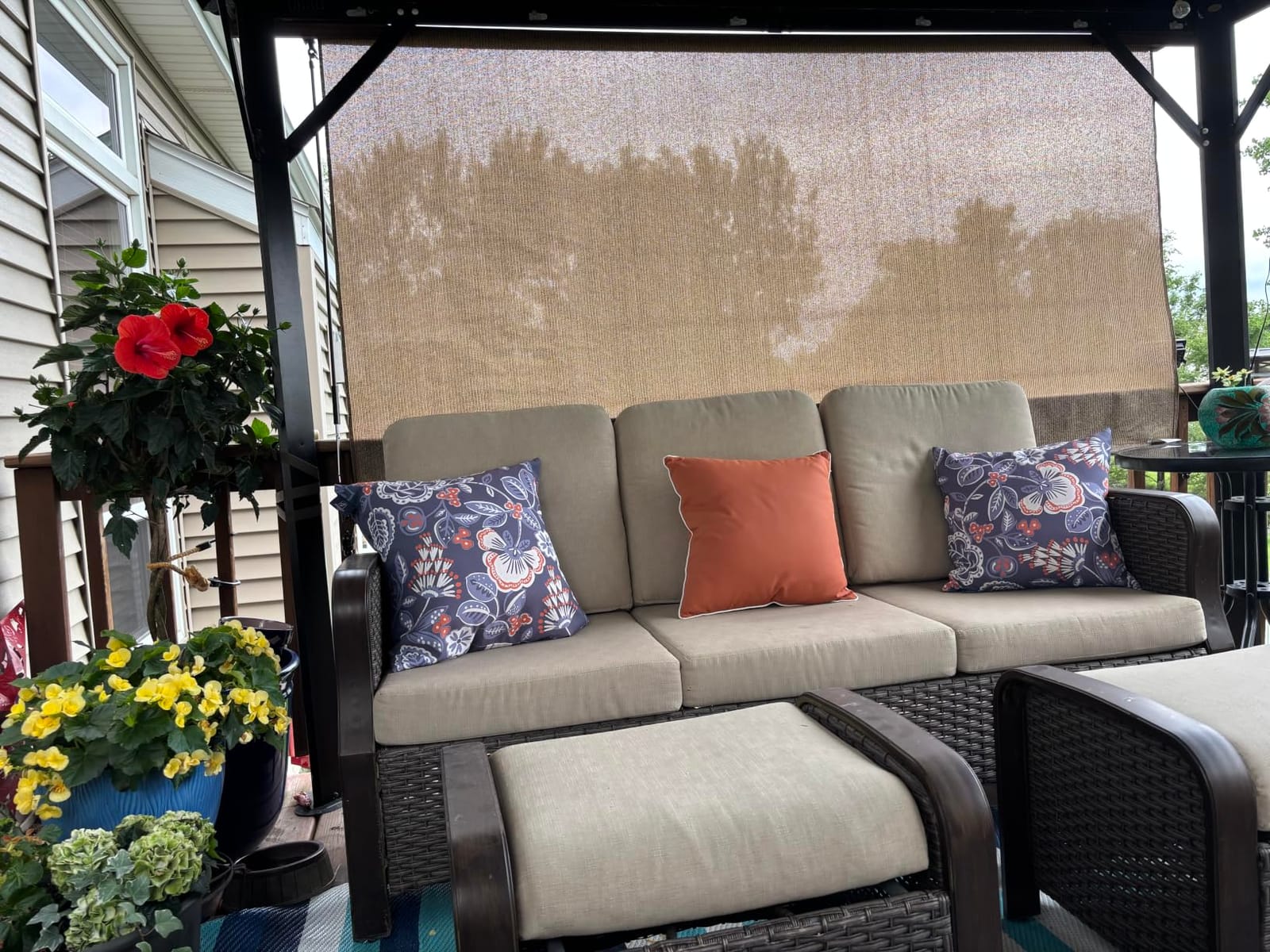 Coolaroo Outdoor Roller Shade with Wand - 95% UV Block Breathable Light Filtering Shade for Patio or Porch, Fade-Resistant, Easy-Clean Fabric, 10ft x 8ft, Walnut customer photo 1