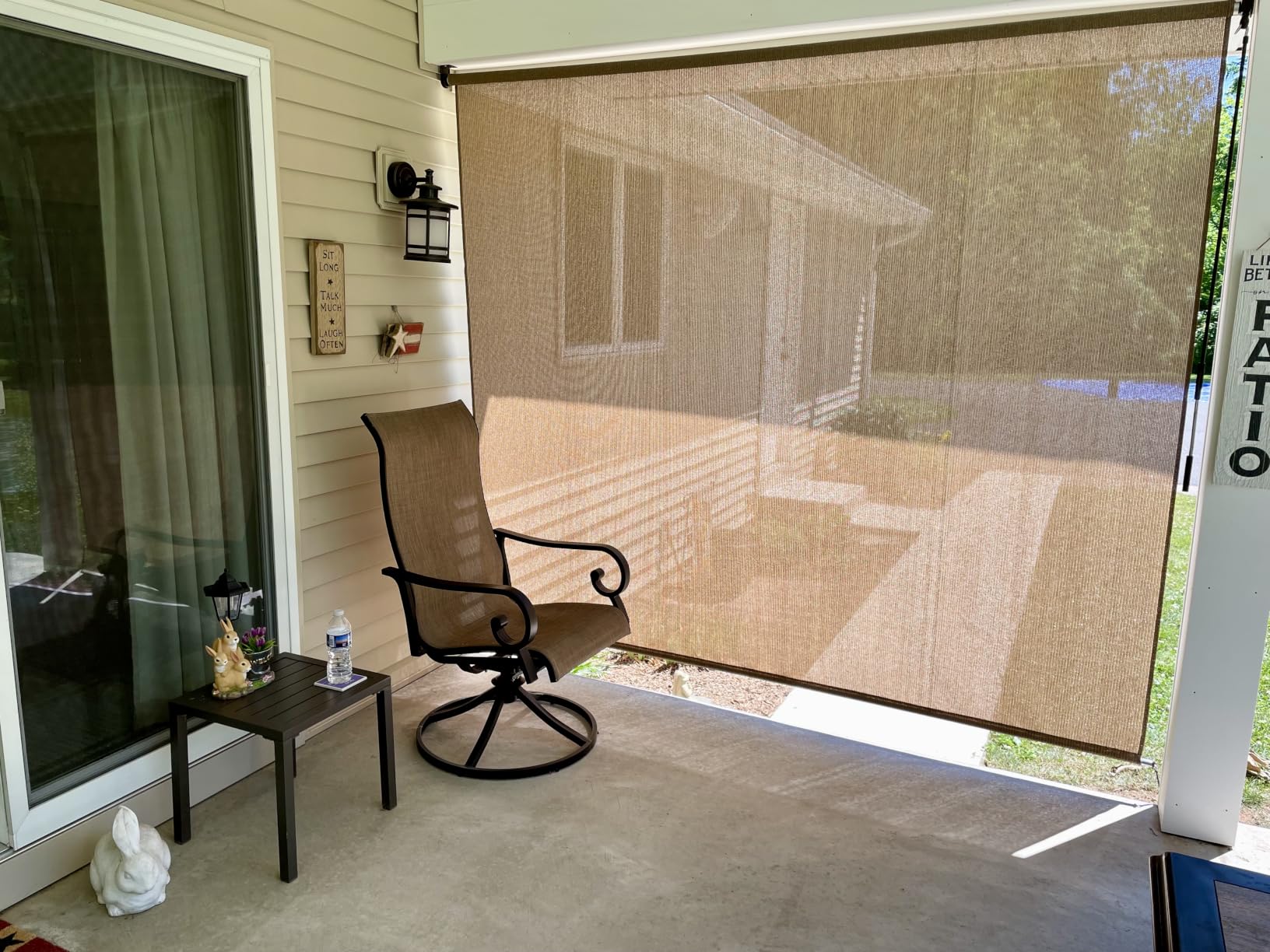 Coolaroo Outdoor Roller Shade with Wand - 95% UV Block Breathable Light Filtering Shade for Patio or Porch, Fade-Resistant, Easy-Clean Fabric, 10ft x 8ft, Walnut customer photo 2