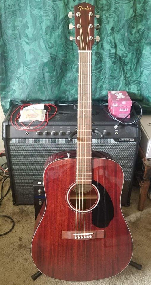 Fender CD-60S Solid Top Dreadnought Acoustic Guitar - All Mahogany Bundle with Hard Case, Tuner, Strap, Strings, Picks, and Austin Bazaar Instructional DVD customer photo 2