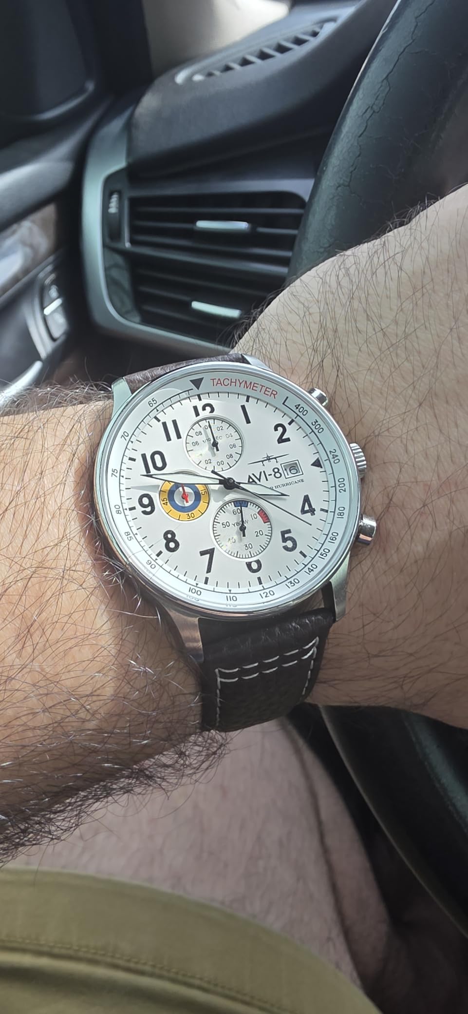 AVI-8 Hawker Hurricane Men's Pilot Watch - Classic Chronograph, Japanese Quartz Movement, Stainless Steel Case, Leather Strap, AV-4011 customer photo 1