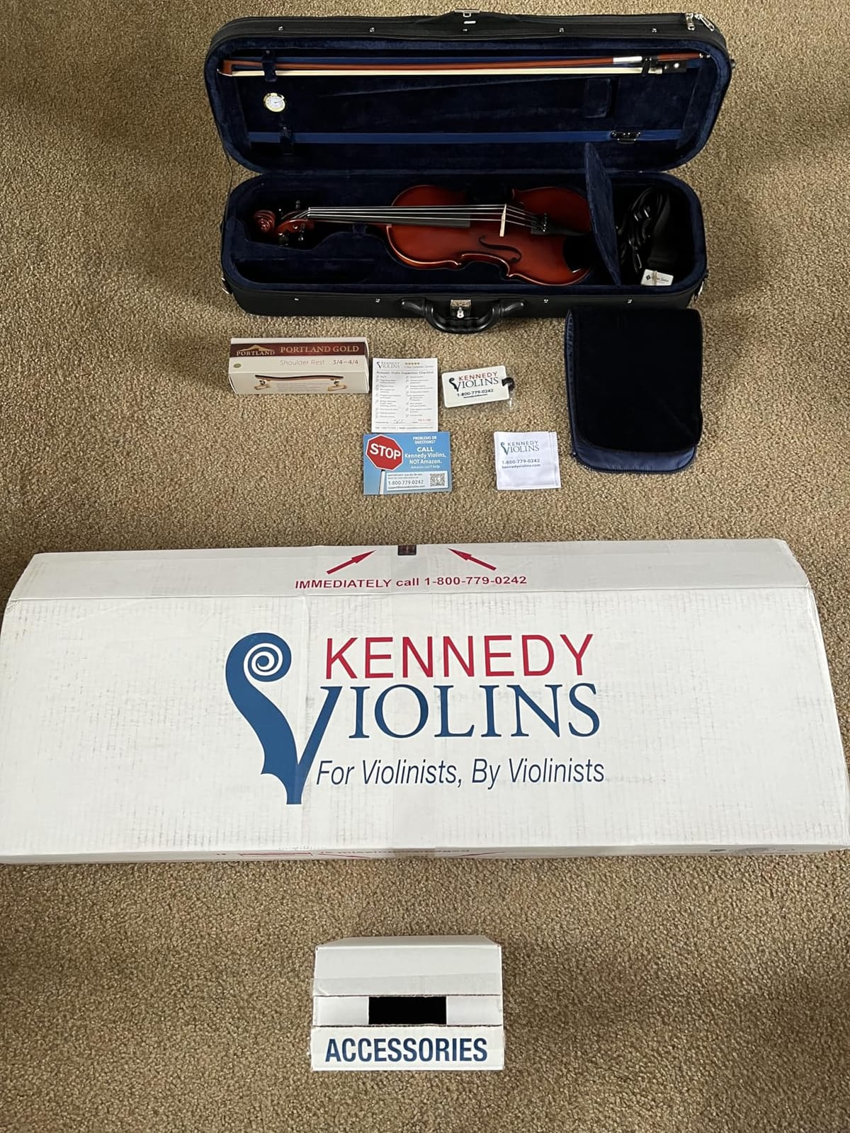Antonio Giuliani Etude Violin Outfit 4/4 Full Size Clearance By Kennedy Violins - Carrying Case and Accessories Included - Solid Maple Wood and Ebony Fittings AG360 customer photo 1