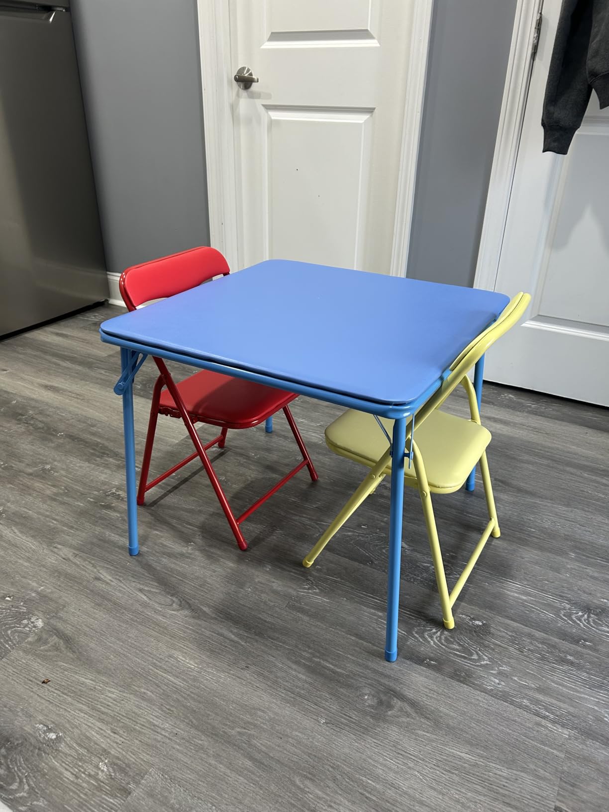 Flash Furniture Mindy Kids 3-Piece Folding Square Table and Chairs Set for Daycare and Classrooms, Children's Activity Table/Chairs Set, Multicolor customer photo 1