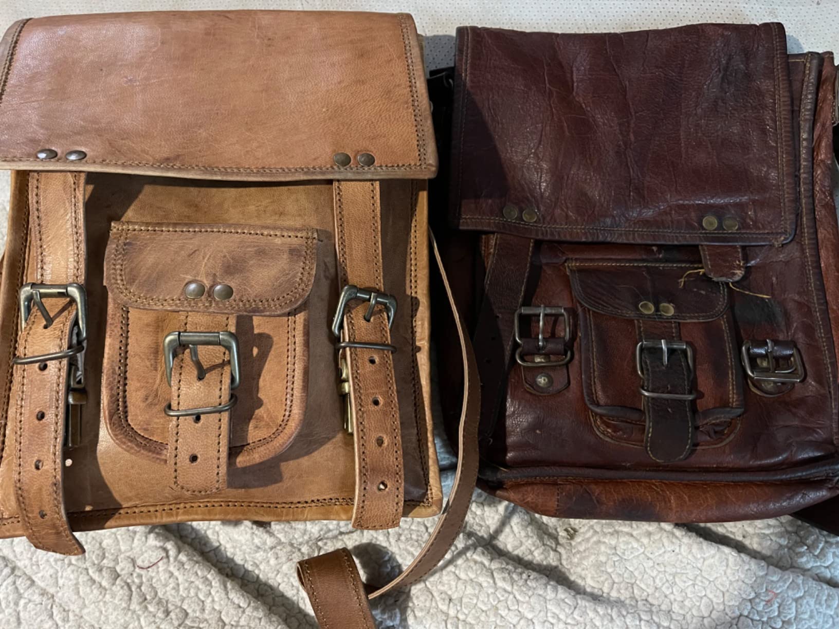 Leather crossbody bag messenger satchel tablet bag 11 inches for men and women (Brown) customer photo 1