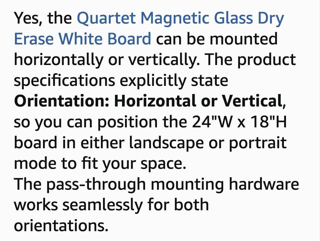 Quartet Magnetic Glass Dry Erase White Board, 24''W x 18''H Whiteboard, Infinity Frameless Mounting, White Surface (G2418W) customer photo 2