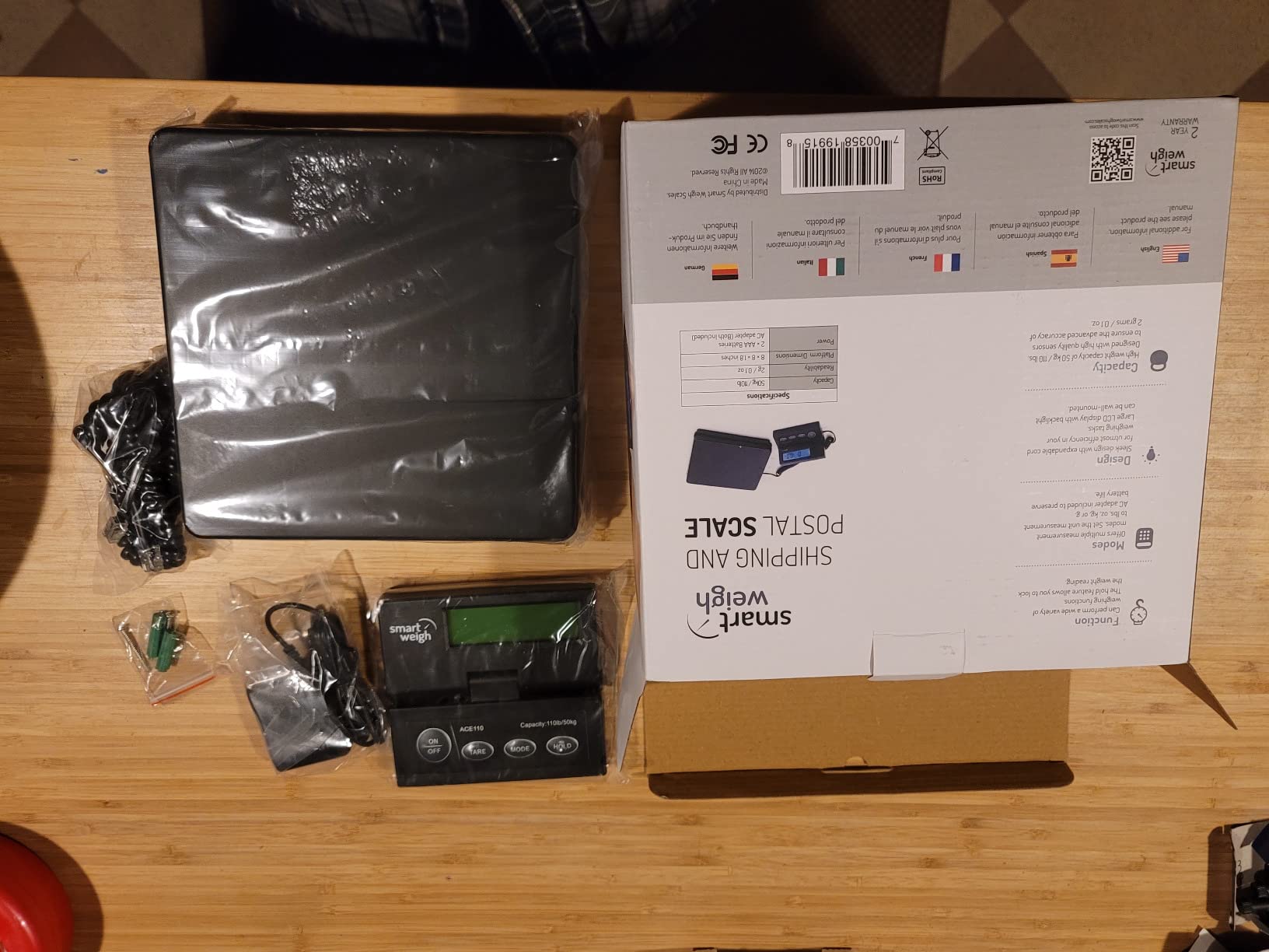 Smart Weigh Digital Postal Shipping Scale, 110lb/50kg to 0.1oz/2g Precision, Hold Function, Separate Wall-Mount Screen, AC Adapter & Batteries Included customer photo 1
