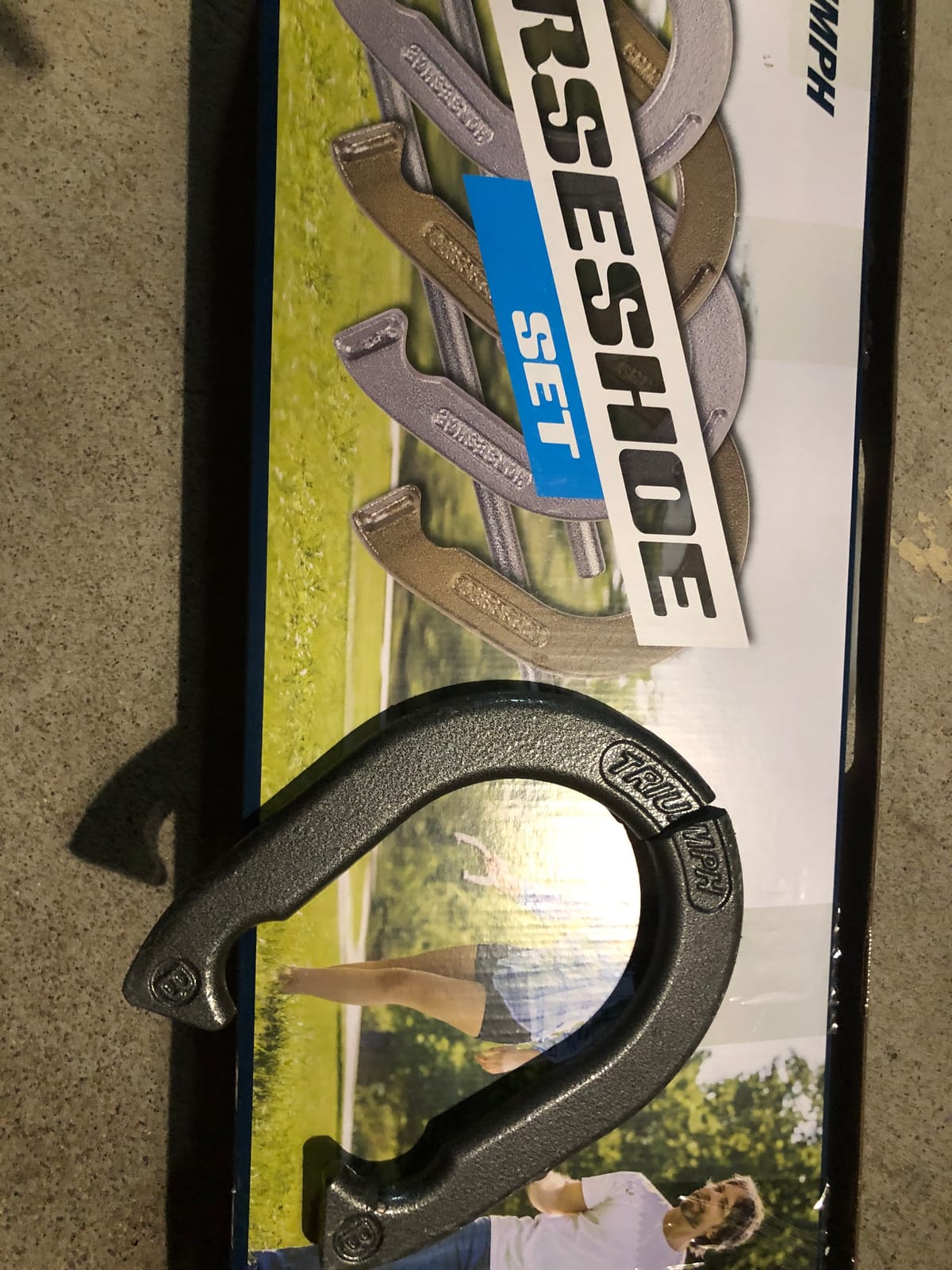 Triumph Forged and Steel Horseshoe Set Complete with 4 Horseshoes, 2 Stakes - Patriotic or Blue and Grey Colors - Perfect Addition for Parties and Outdoor Gatherings customer photo 2