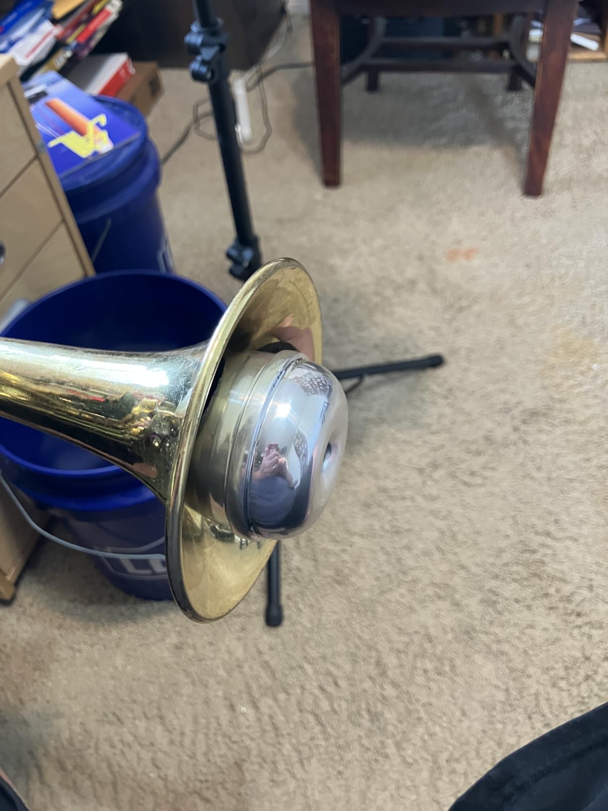 Trumpet Practice Mute, Compact Aluminum for Travel and Late-Night | Mutec | Compact enough to fit inside the bell in most trumpet cases. Quieter than standard practice mutes for late-night use. customer photo 1