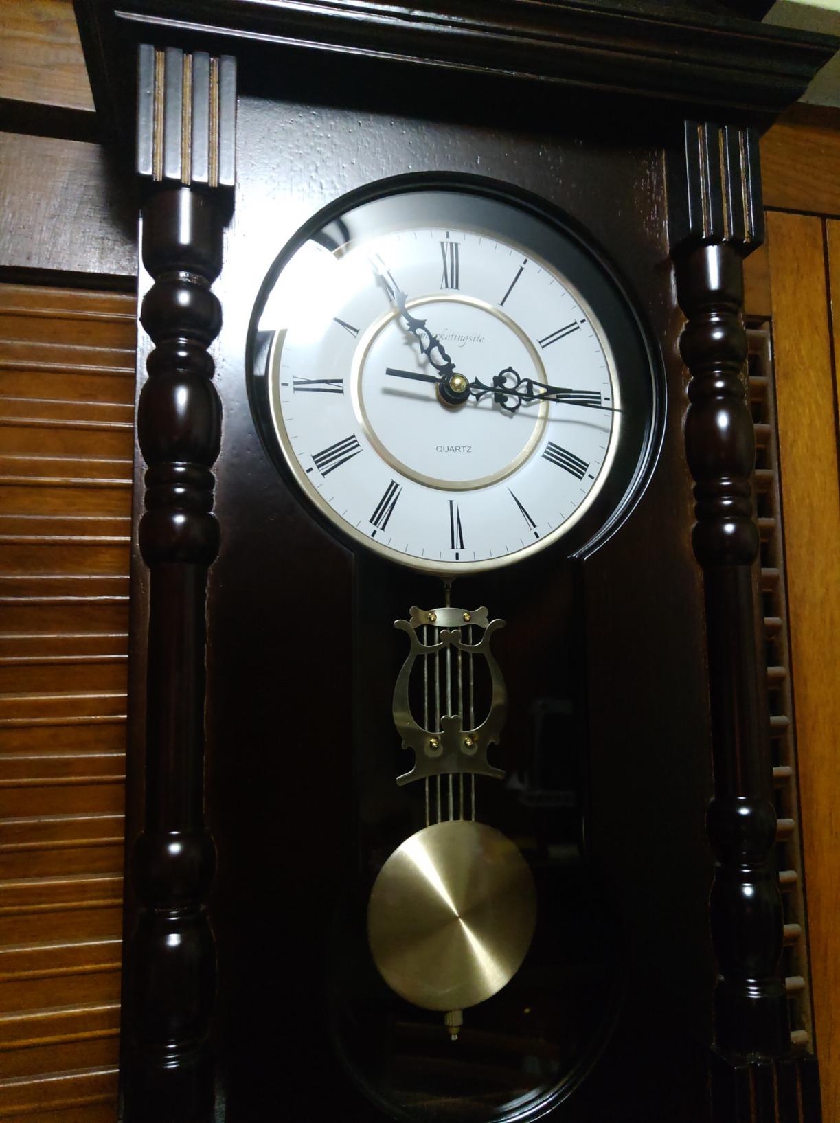 Wall Clocks: Grandfather Wood Wall Clock with Chime. Pendulum Wood Traditional Clock. Makes a Great Housewarming or Birthday Gift Wall Clock Chimes Every Hour with Westminster Melody customer photo 1