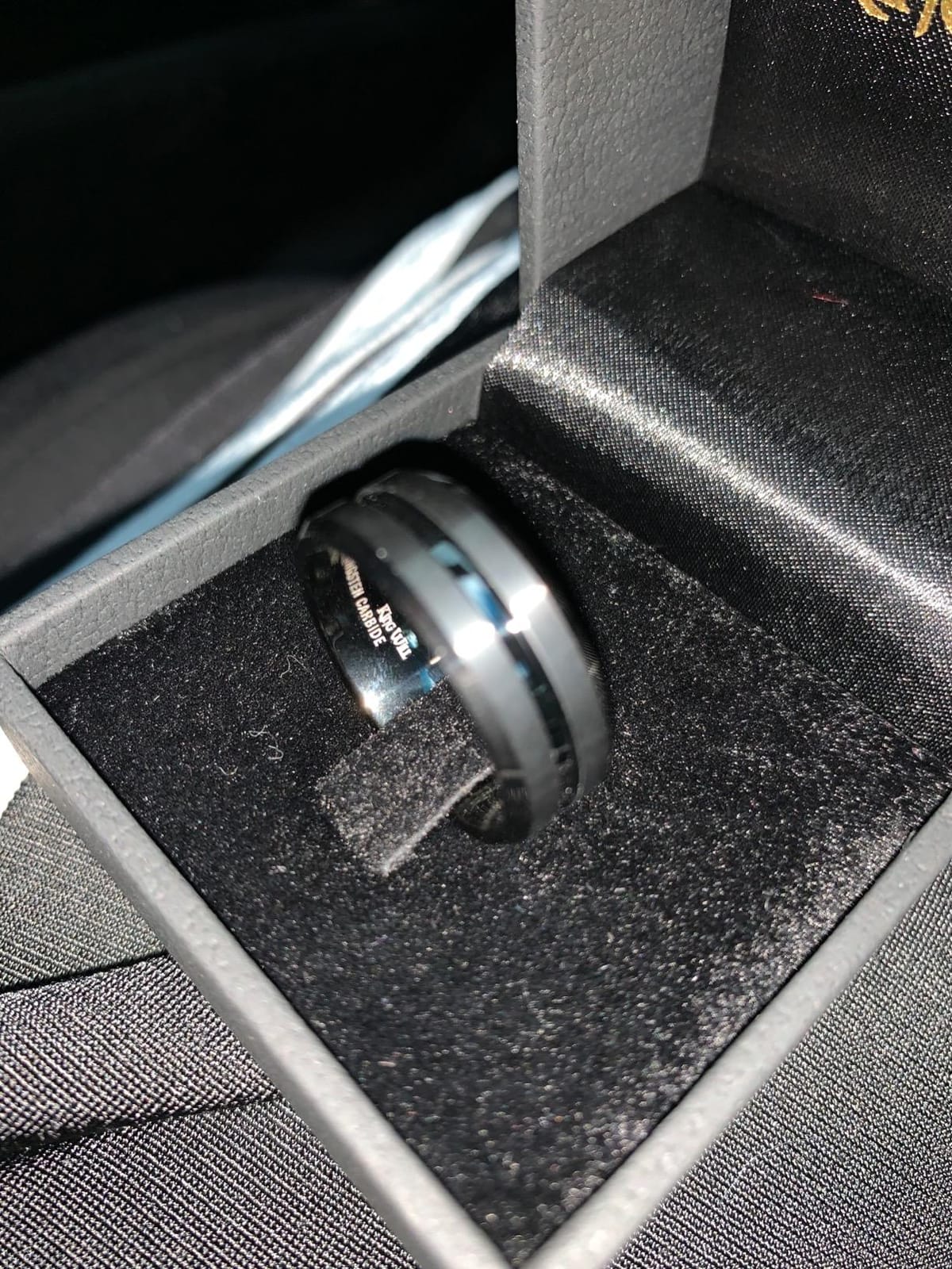 King Will Tungsten Carbide Wedding Band for Men Size 4-16 | 6/8/10mm Width, Multicolor Available with Grooved Center, Wedding Ring Suitable for Work, Gym Comfort Fit Size 4-16 customer photo 1