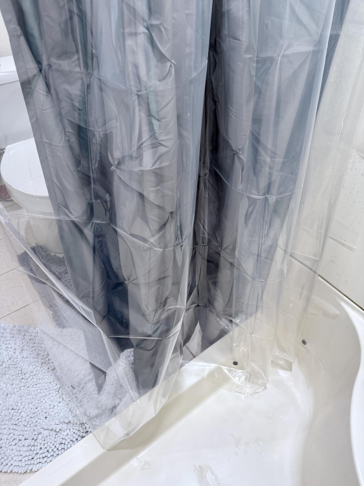 LiBa Shower Curtain PEVA 8G, 72x72 Inch Waterproof Clear | Non-toxic shower liner, waterproof plastic shower curtain, rust-proof grommets, weighted magnets, bathroom accessories customer photo 1