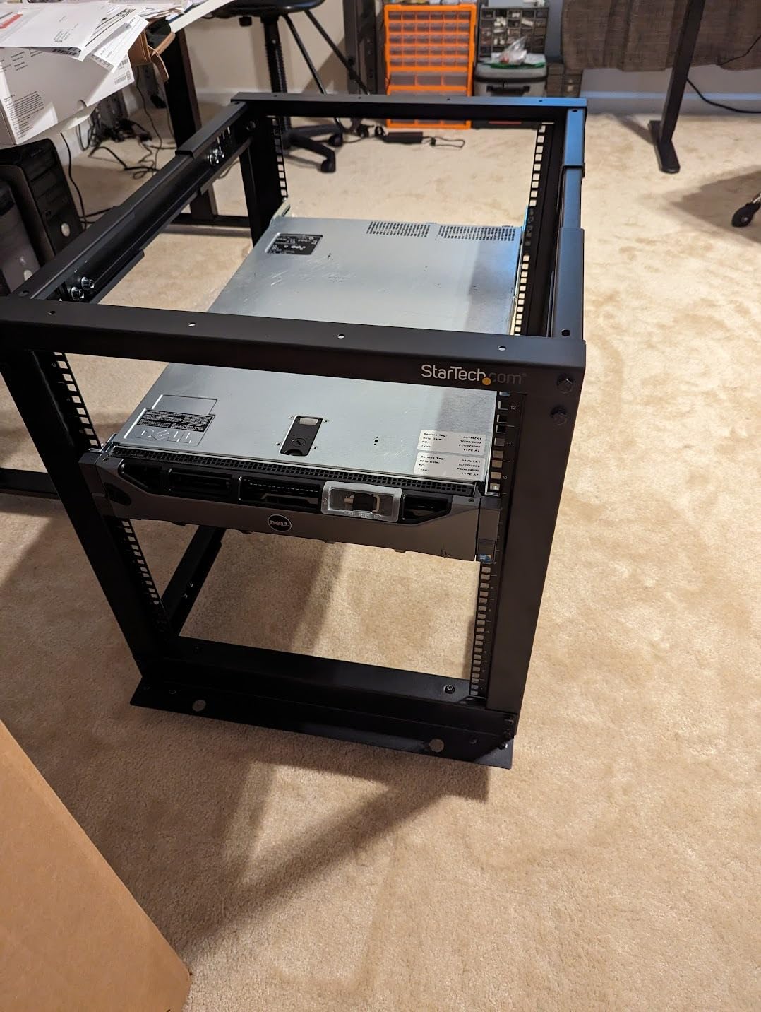 StarTech 12U 4-Post Server Rack, 19in Open Frame Rack with 40in (101cm) Mounting Depth and 1200lb (544kg) Weight Capacity, Mobile or Floor Mount IT Rack customer photo 2