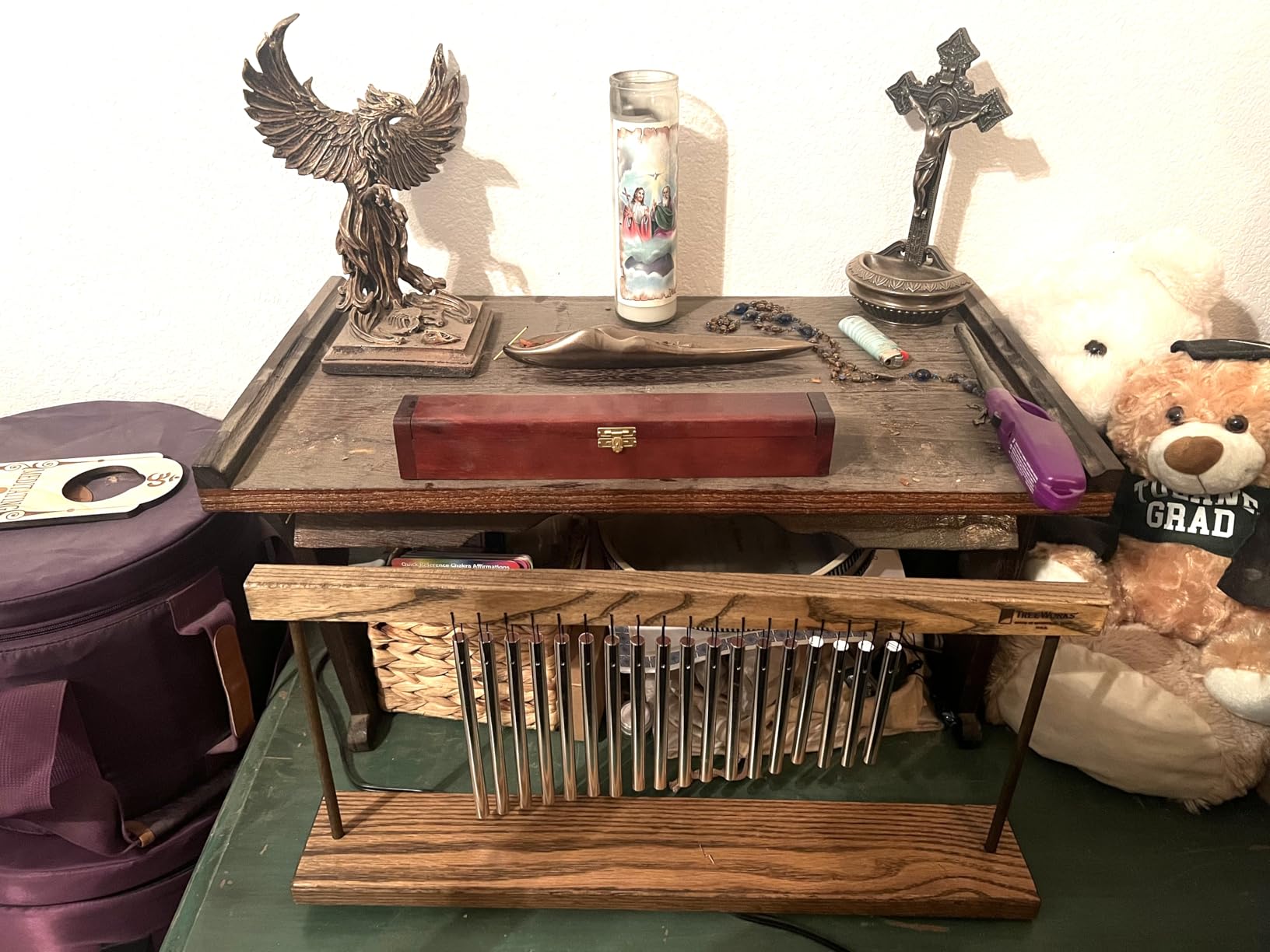 TreeWorks Chimes Medium Top Bar Chime - MADE IN U.S.A. - For Percussion Tables, Desks, Classroom Music, Meditation or Yoga, Includes Tennessee Hardwood Stand (TRE9t) customer photo 2