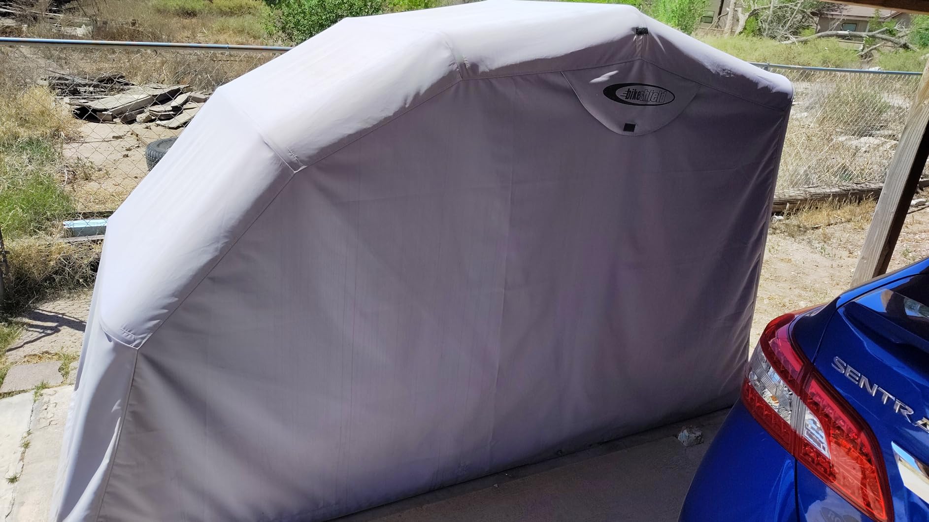 Standard Motorcycle Shelter Garage Cover - Built to Last, Heavy-Duty Rust-Proof Galvanized Steel Frame, +2000mm H2O Waterproof Rating, Cross-Plate for stabilization, Lockable customer photo 2
