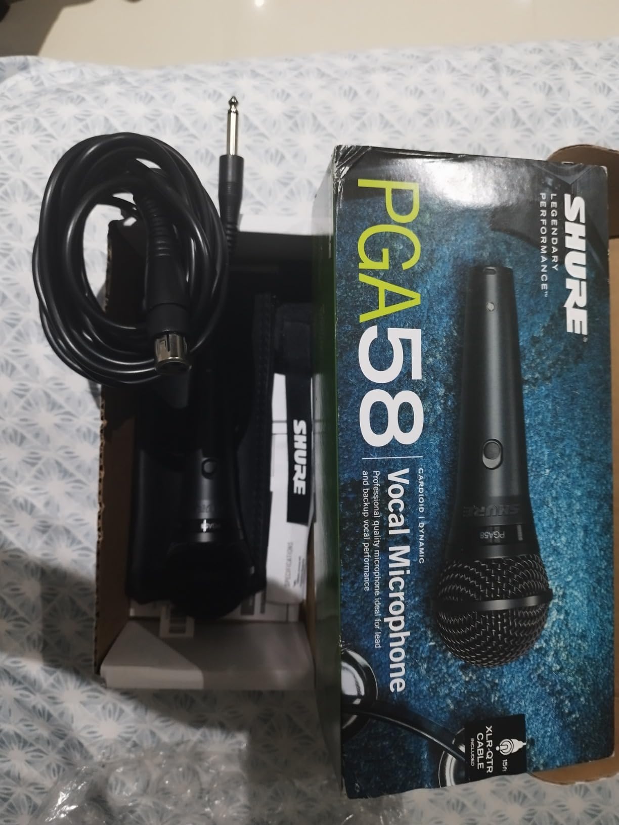 Shure PGA58 Dynamic Microphone - Handheld Mic for Vocals with Cardioid Pick-up Pattern, Discrete On/Off Switch, 3-pin XLR Connector, 15' XLR-to-QTR Cable, Stand Adapter and Zipper Pouch (PGA58-QTR) customer photo 1