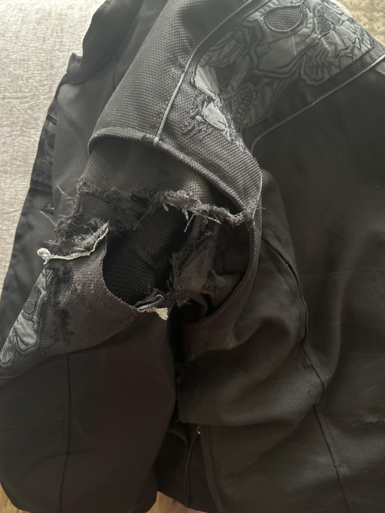 Milwaukee Leather MPM1730 Men's Black Padded Textile All Season Motorcycle Jacket w/Reflective Skulls Artwork customer photo 1