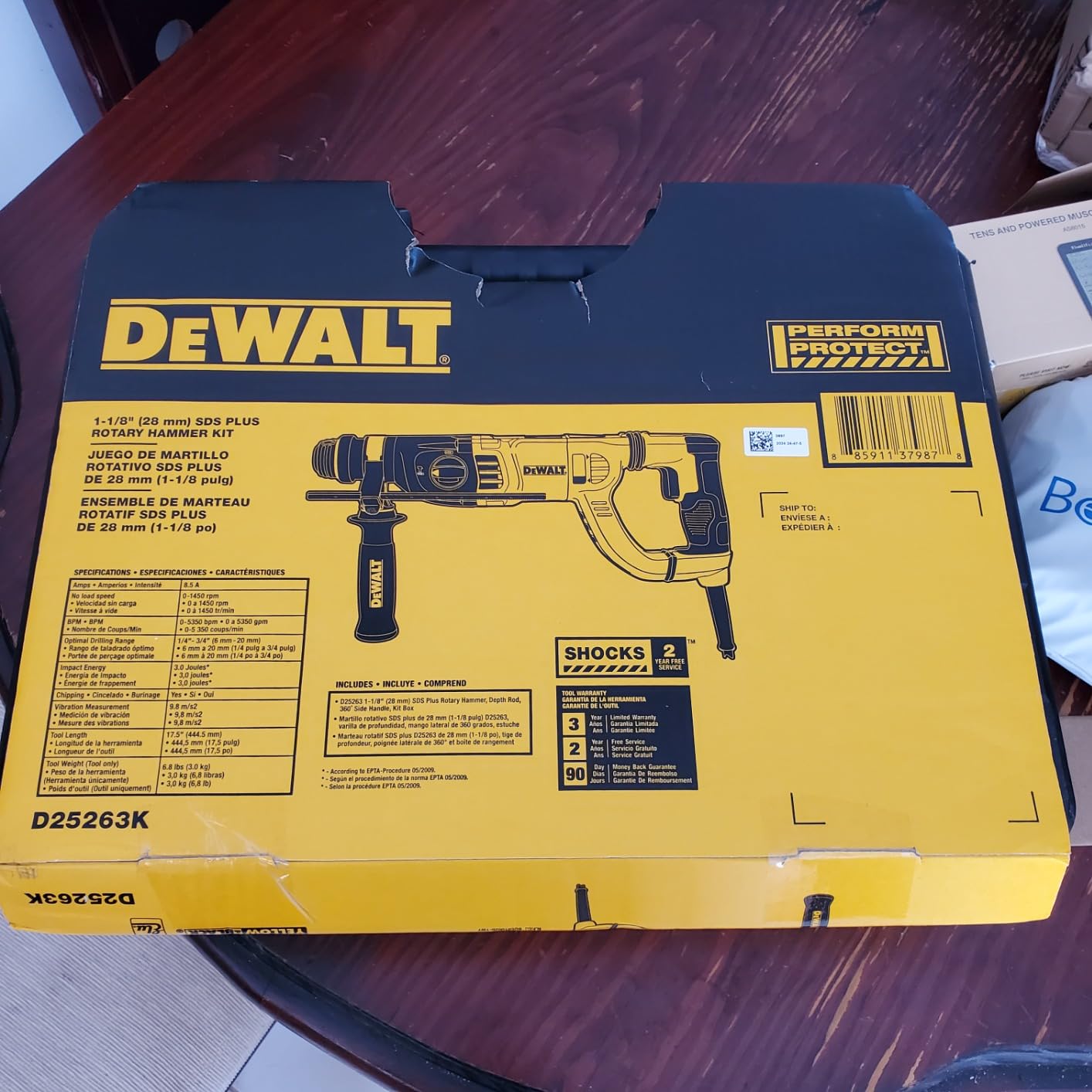 DEWALT SDS Rotary Hammer Drill, Vibration Control Shocks, 115 Volts, Corded (D25263K) customer photo 1