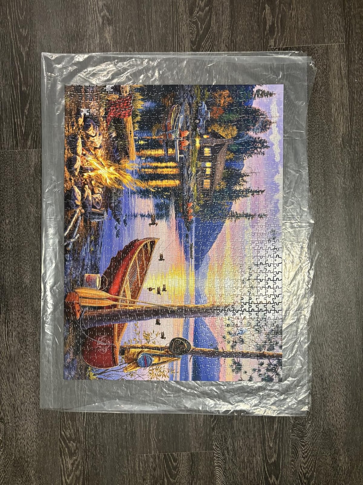 Buffalo Games Darrell Bush Canoe Lake Jigsaw Puzzle, 1000 Piece, for Adults | Full-Size Reference Poster, Darrell Bush Cabin-Sunset Scene, Recycled Materials, Jigsaw Puzzles 1000 Pieces customer photo 2