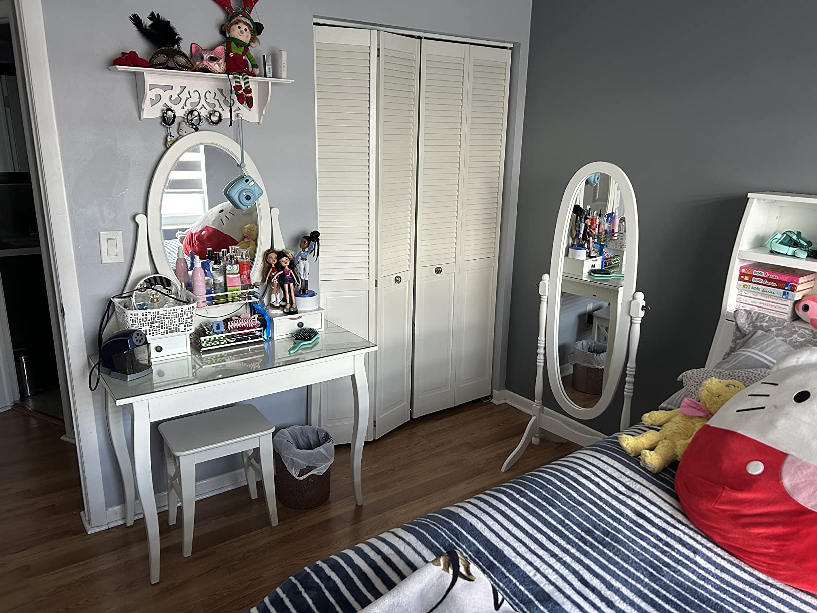 Wooden Cheval Floor Mirror, White Finish customer photo 1
