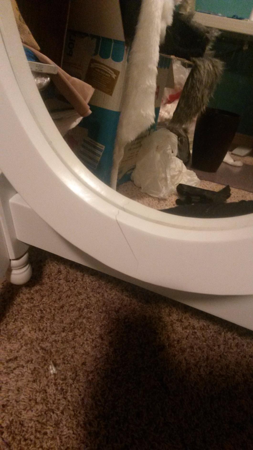 Wooden Cheval Floor Mirror, White Finish customer photo 2