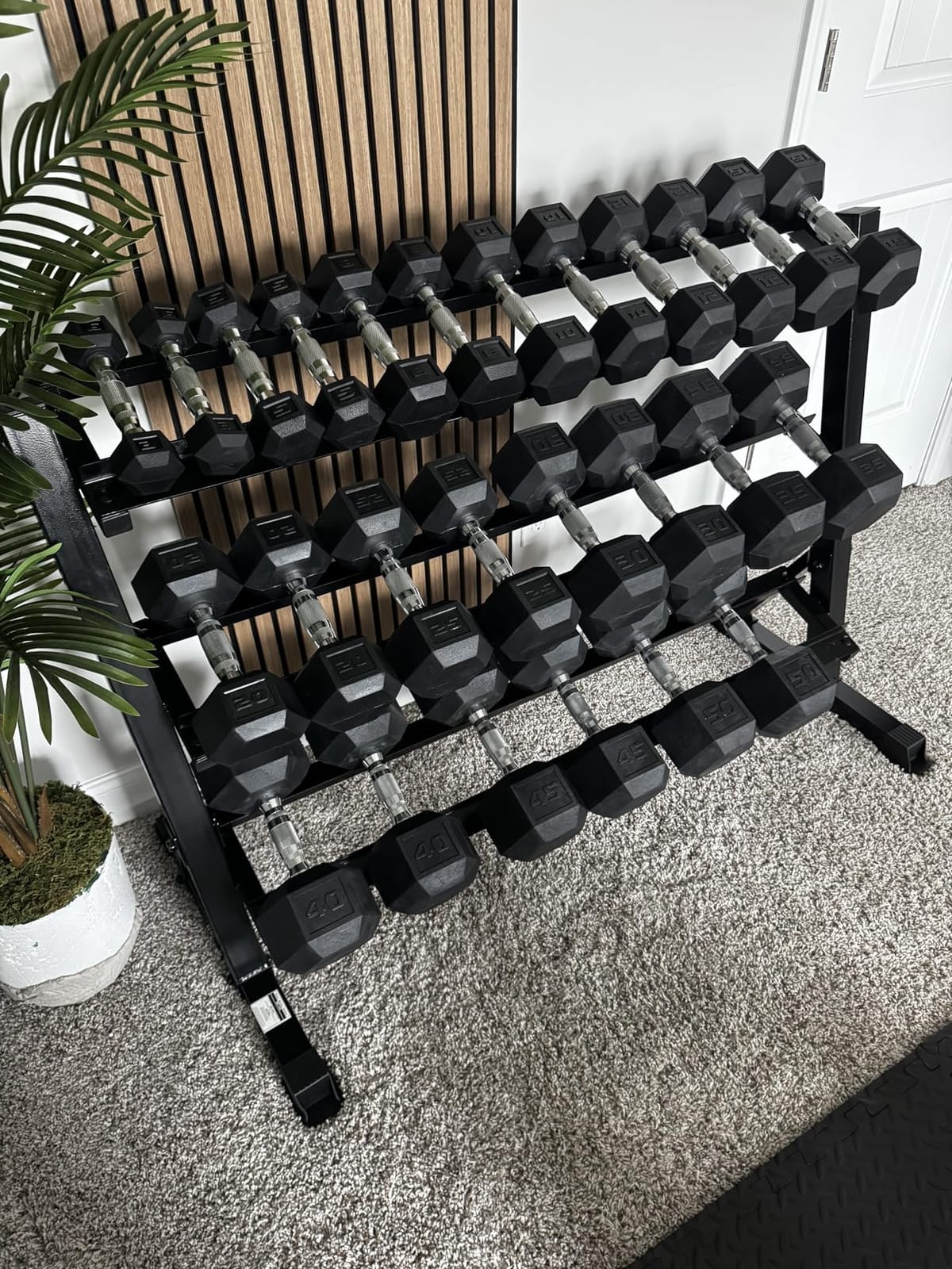 CAP 2-Tier & 3-Tier Dumbbell Rack for Home Gym, Heavy-Duty Steel Weight Storage Rack for Hex Dumbbells, Holds 5-35lb 5-50lb 5-75lb Dumbbell Pairs, Multiple Sizes & Capacities customer photo 1