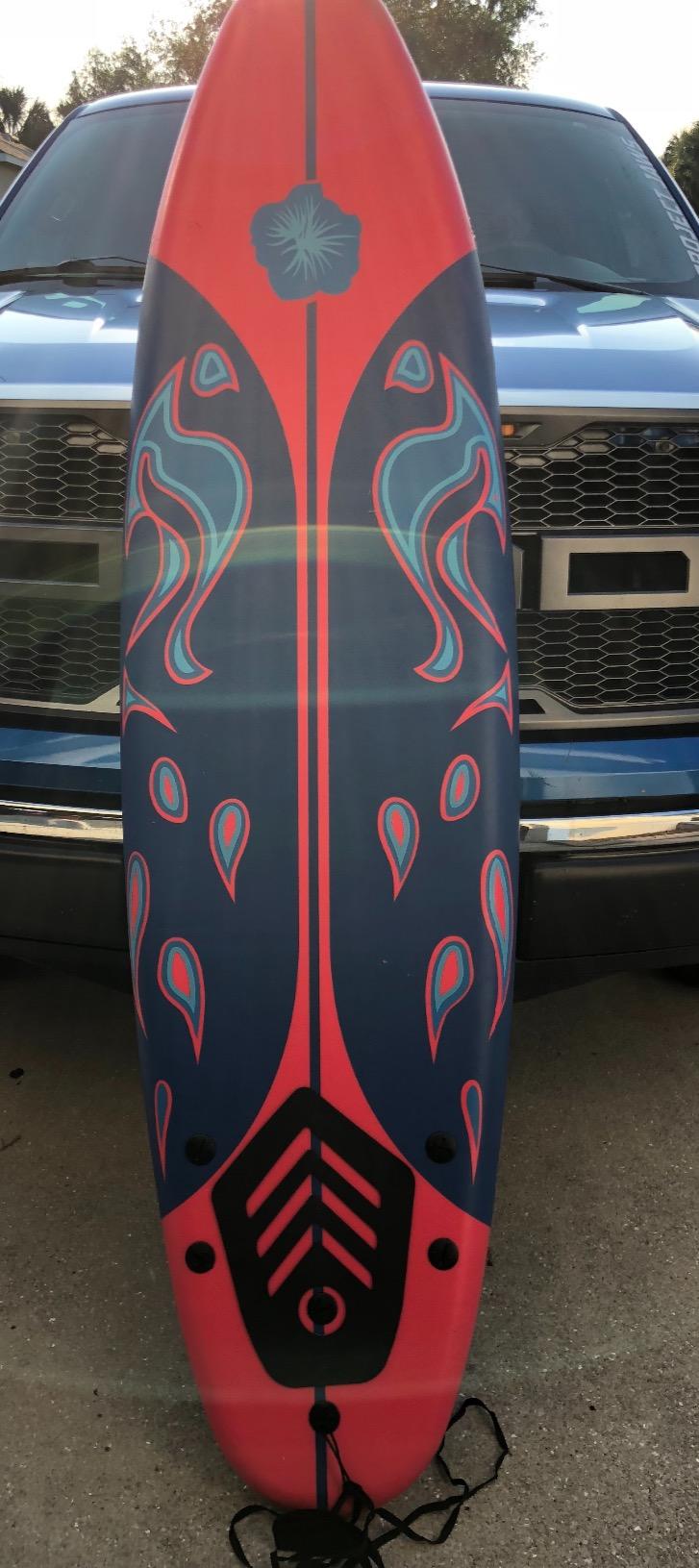 Giantex 6' Surfboard Surfing Surf Beach Ocean Body Foamier Board with Removable Fins, Great Beginner Board for Kids, Youth and Children customer photo 1