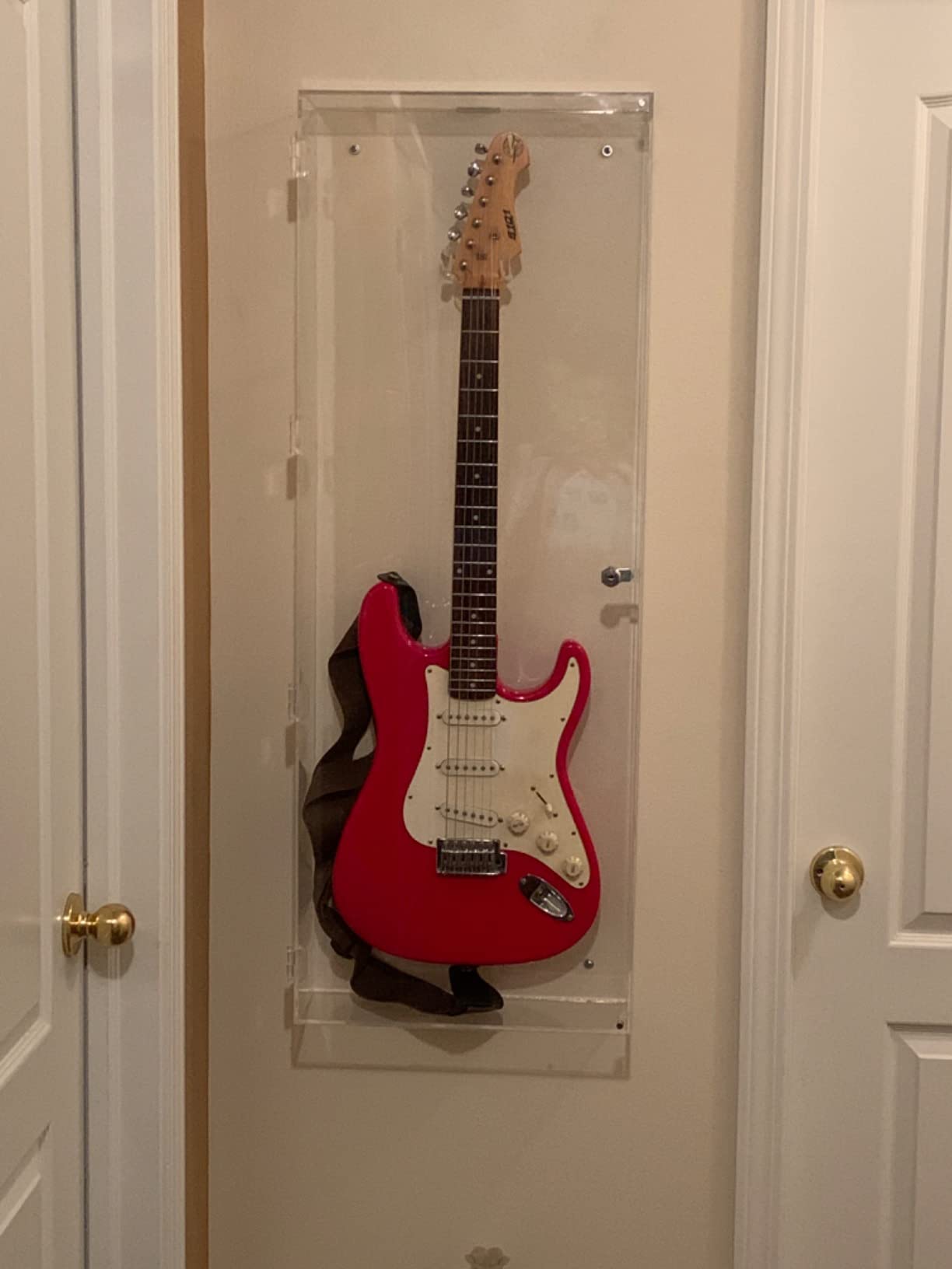 DisplayGifts Electric Guitar Display Case Rack Hanger Stand Wall Mount Cabinet Lockable 98% UV Protection Guitar Case Frame customer photo 2