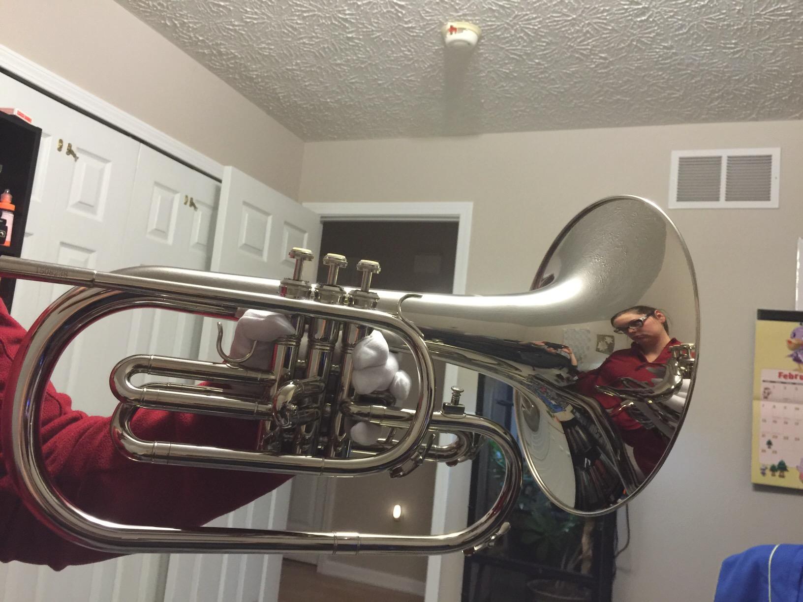 Moz Advanced Monel Pistons Marching Mellophone Key of F with Case and Mouthpiece - Nickel Plated Finish customer photo 1