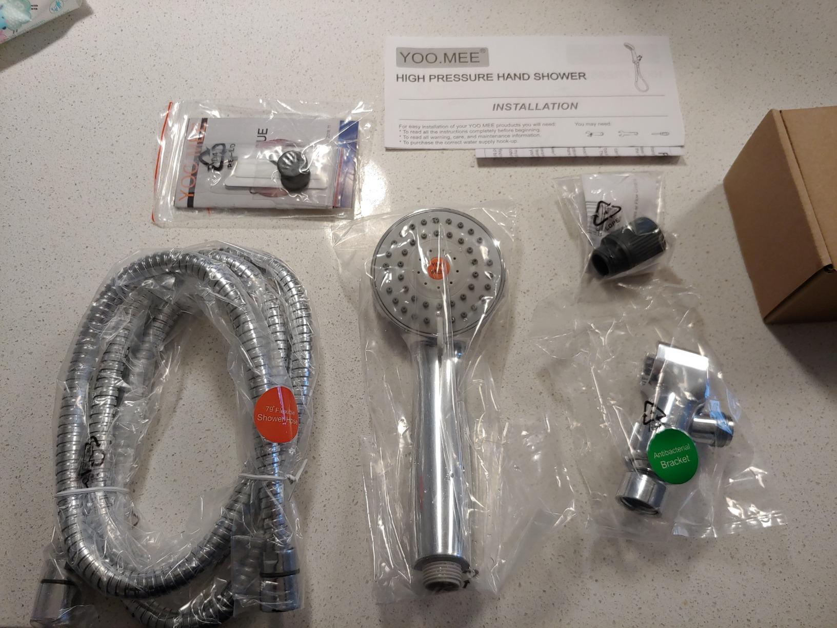 High Pressure Handheld Shower Head with Powerful Shower Spray against Low Pressure Water Supply Pipeline, Multi-functions, w/ 79'' Hose, Bracket, Chrome Finish customer photo 2
