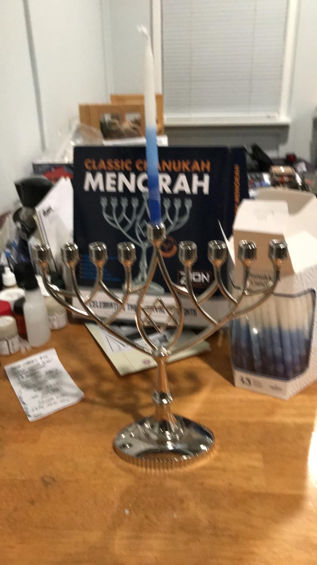 Traditional Classic Geometric Hanukkah Menorah 9