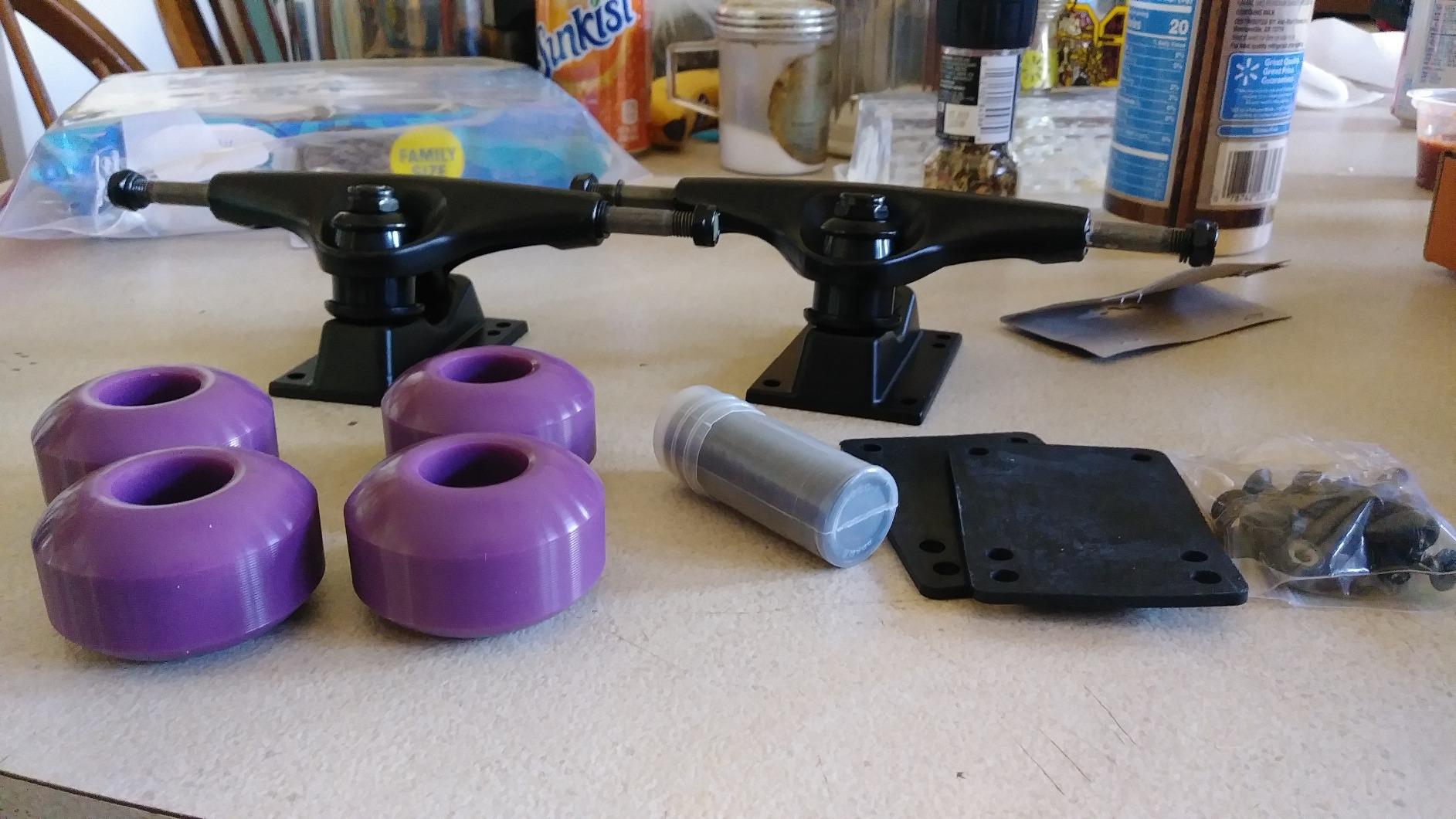 VJ Skateboard Trucks Wheels Bearings Hardware Riser Pad Kit for 7.5-8