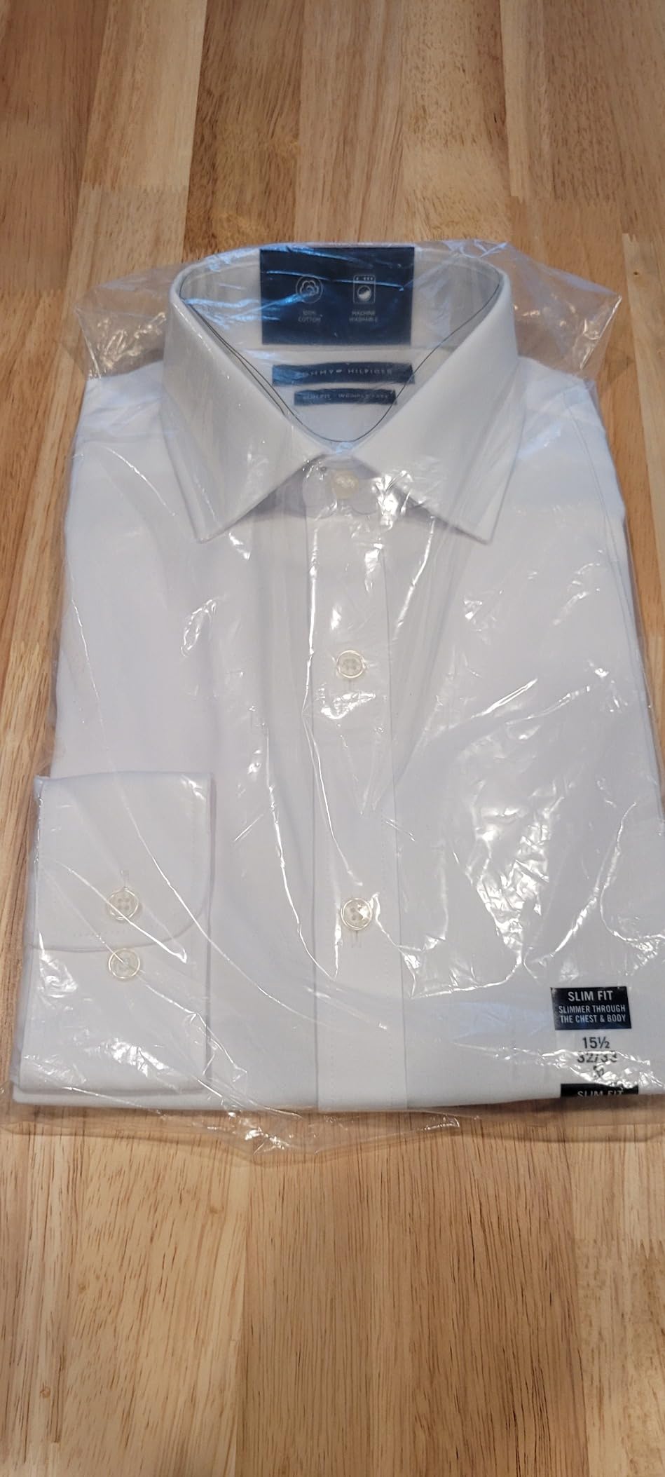Tommy Hilfiger Men's Slim Fit Non Iron Solid Dress Shirt customer photo 2