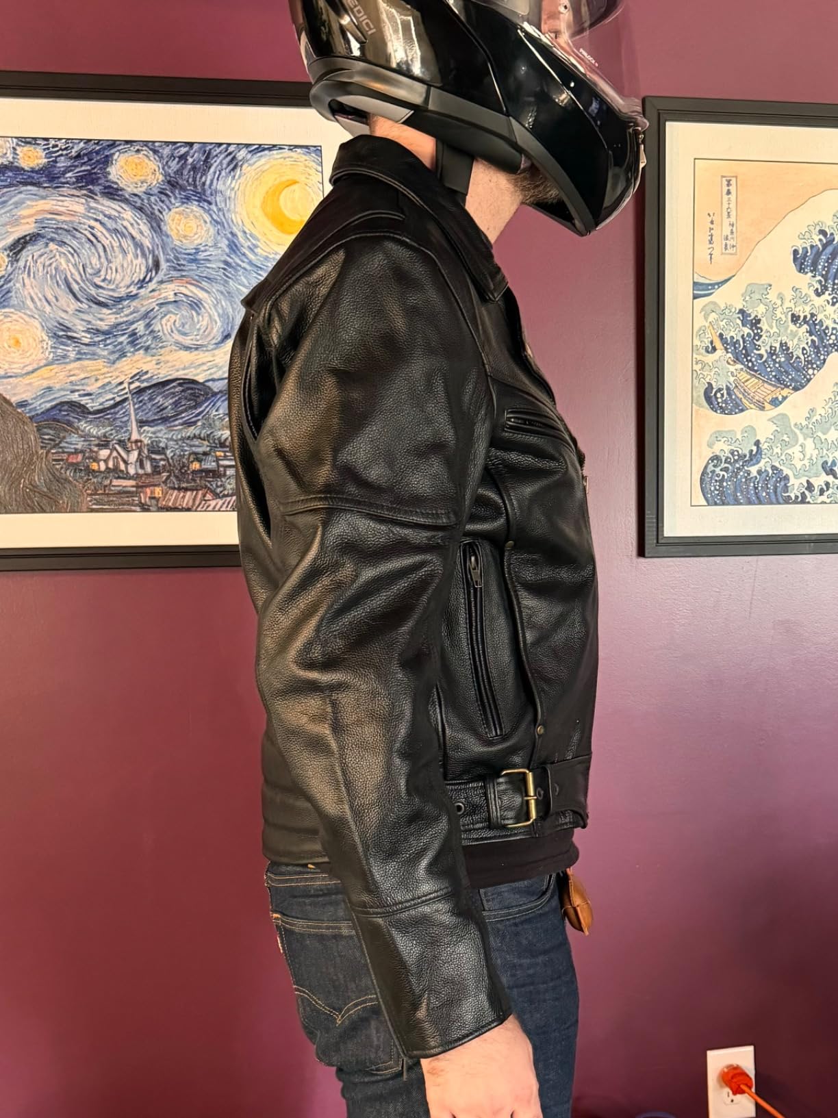 Milwaukee Leather LKM1770 Men's Black Premium Thick Leather Motorcycle Jacket Brando Style Biker Jacket customer photo 1