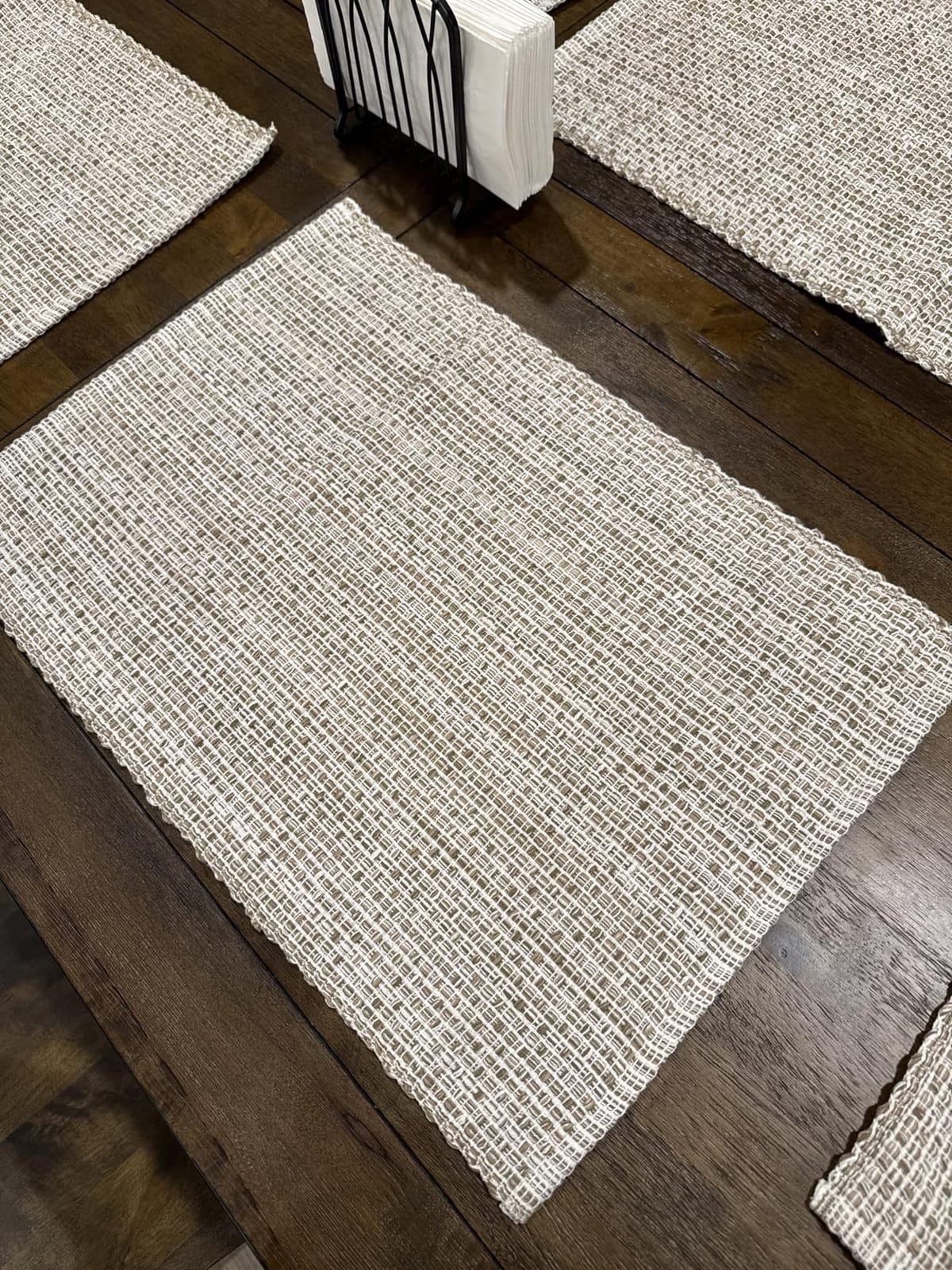 Sweet Home Collection 100% Cotton Placemats for Dining Room Rectangle Two Tone Woven Fabric 13
