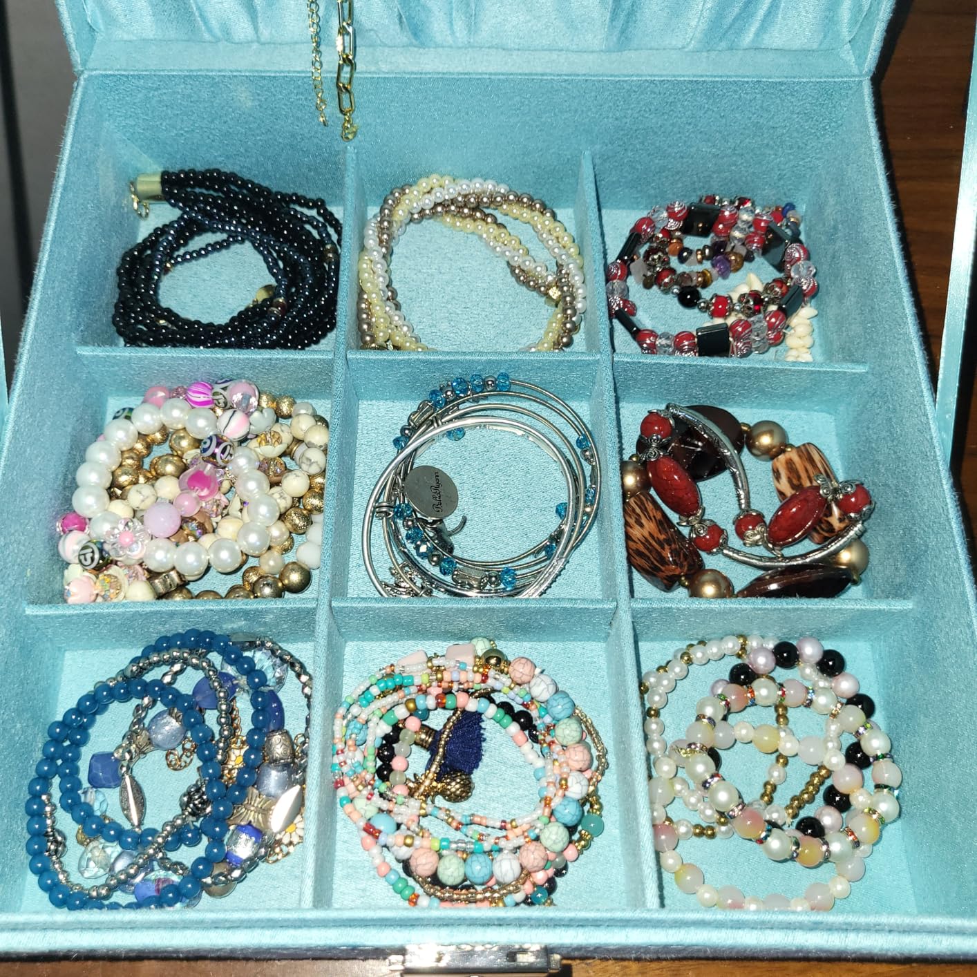 KLOUD City Two-Layer lint Jewelry Box Organizer Display Storage case with Lock (Blue) customer photo 2