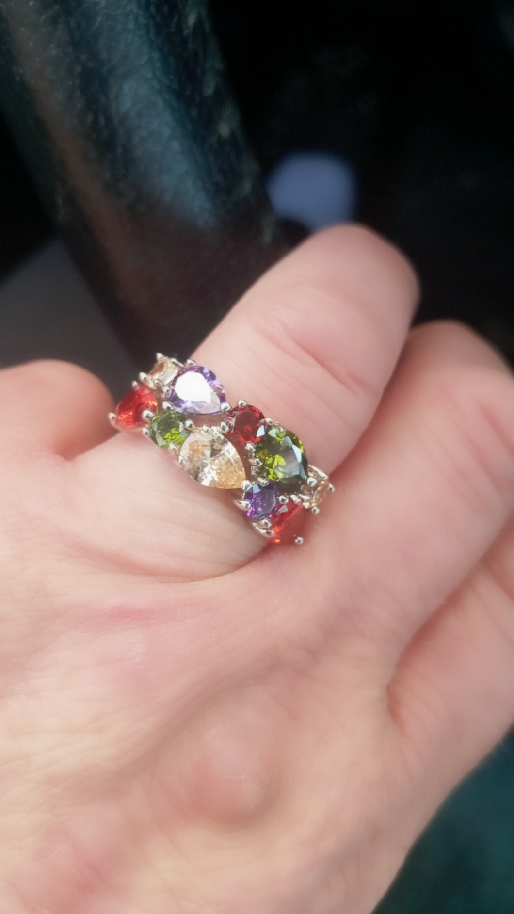 Hermosa Women's Band Rings, Women Sterling Silver Multi Gemstone Statement Open Rings with Amethyst Garnet Ruby Blue Sapphire customer photo 2