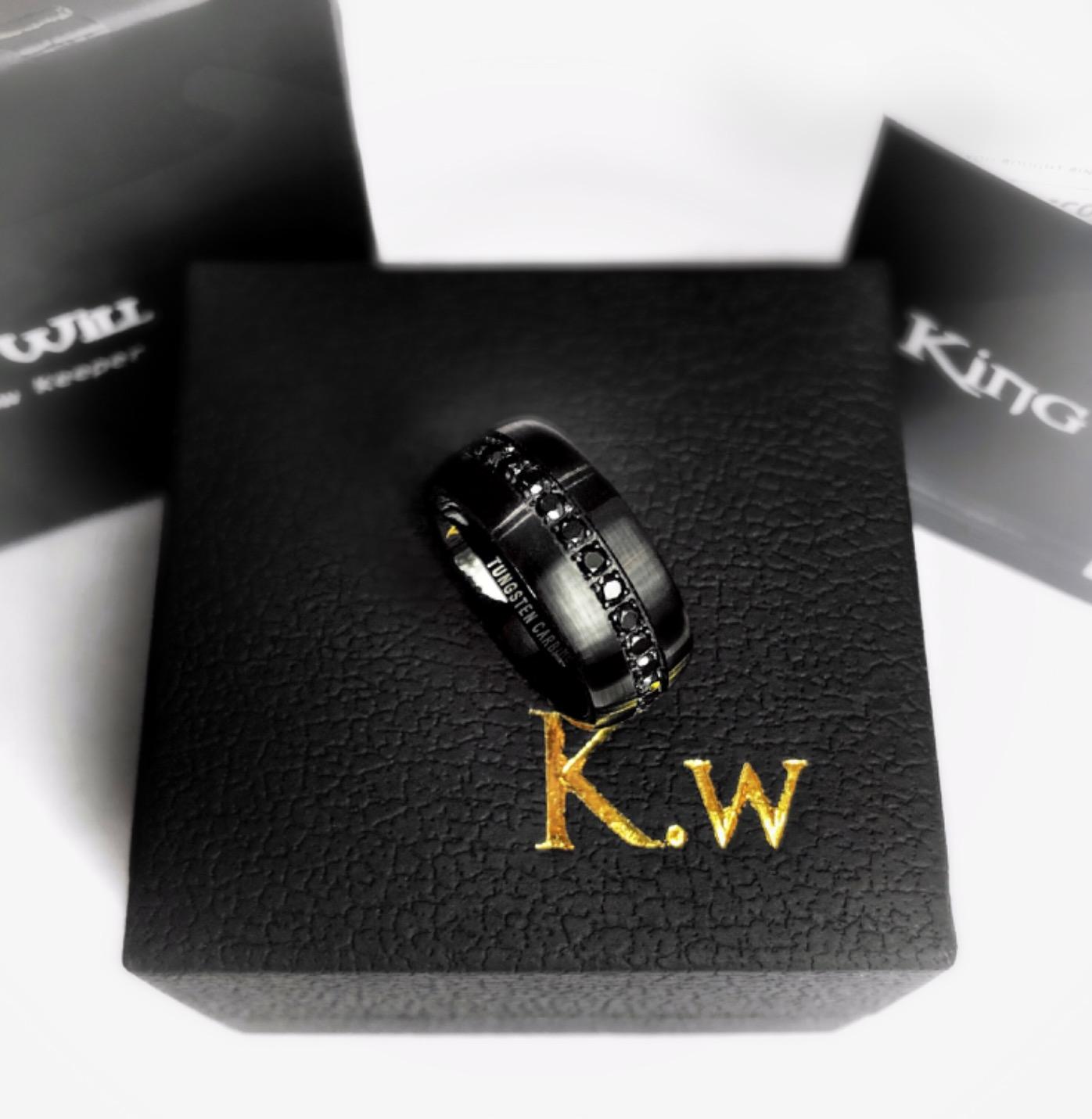Mens Tungsten Wedding Band with Cubic Zircon Inlay customer photo 2