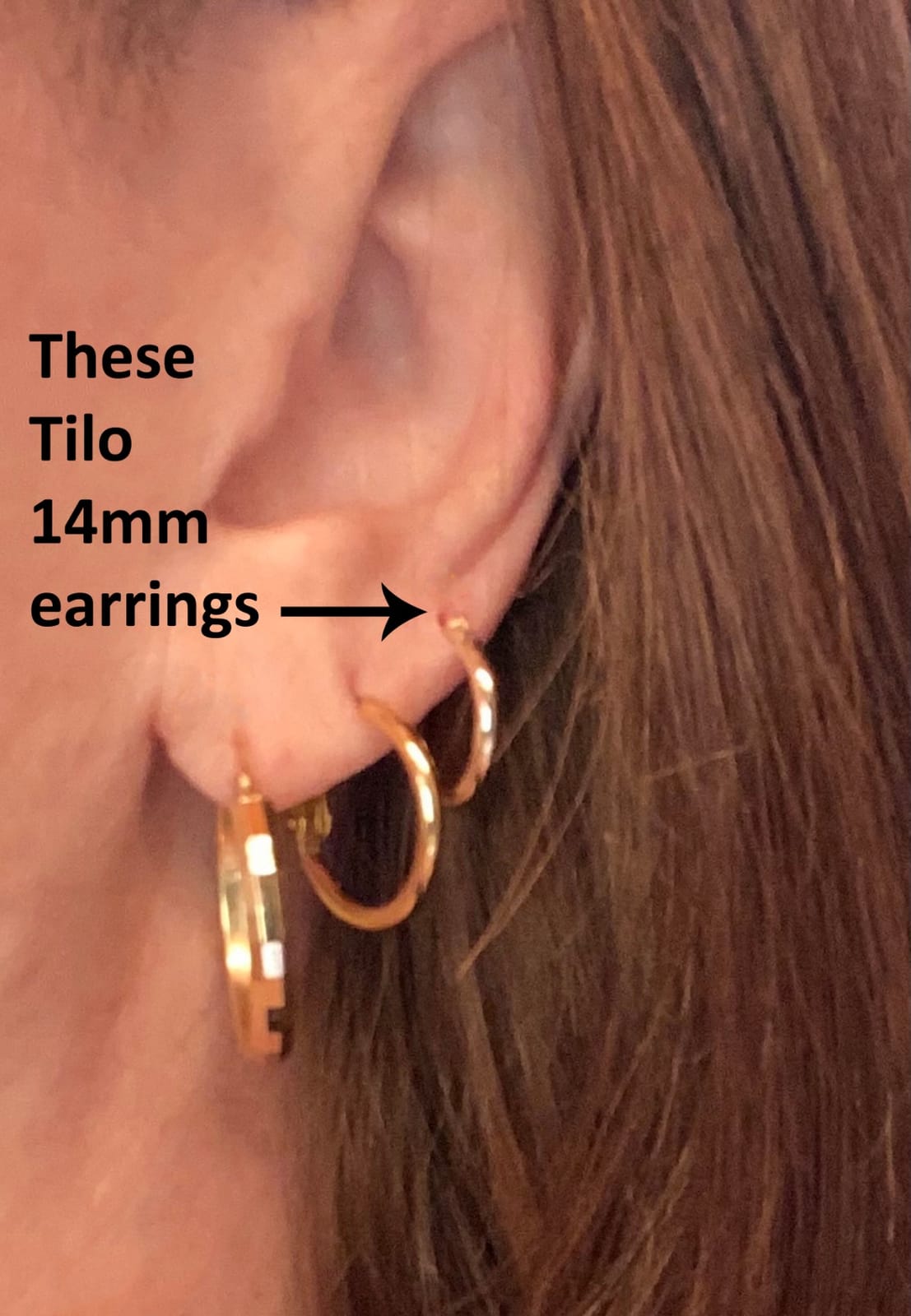 14k Yellow Gold Classic Shiny Polished Round Hoop Earrings, 2mm tube customer photo 1