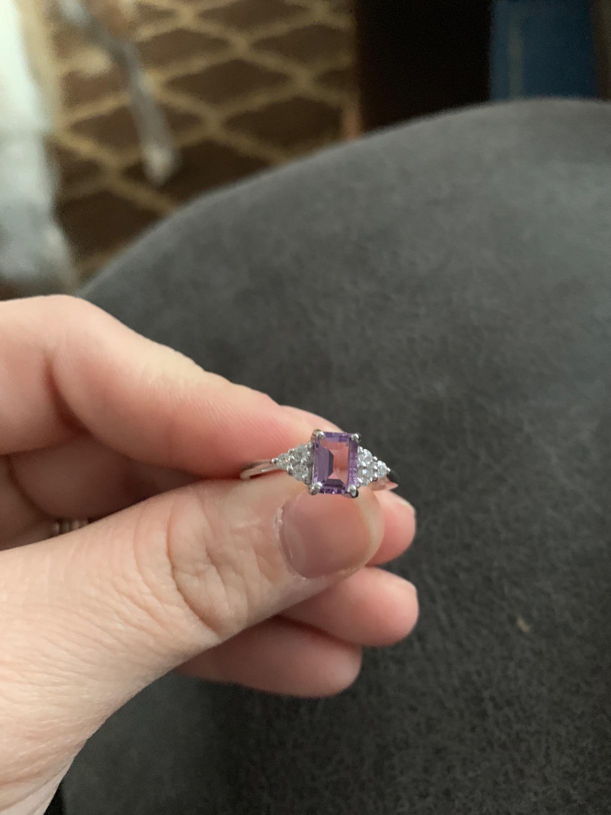 Silvershake 7x5mm Octagon Shape Birthstone Gemstone White Gold Plated or Yellow Gold Plated 925 Sterling Silver Engagement Ring Jewelry for Women customer photo 1