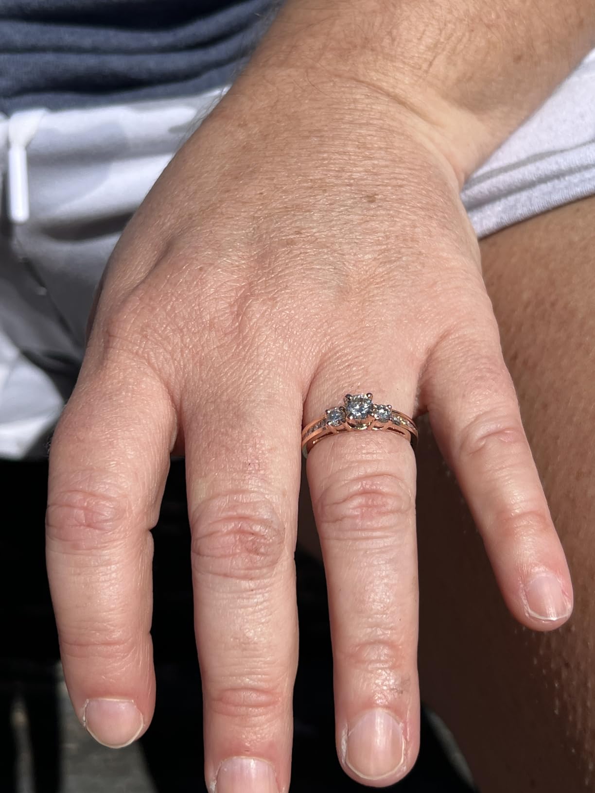 1 to 5 Carat 14K Round Channel Set 3 Three Stone Diamond Engagement Ring customer photo 1