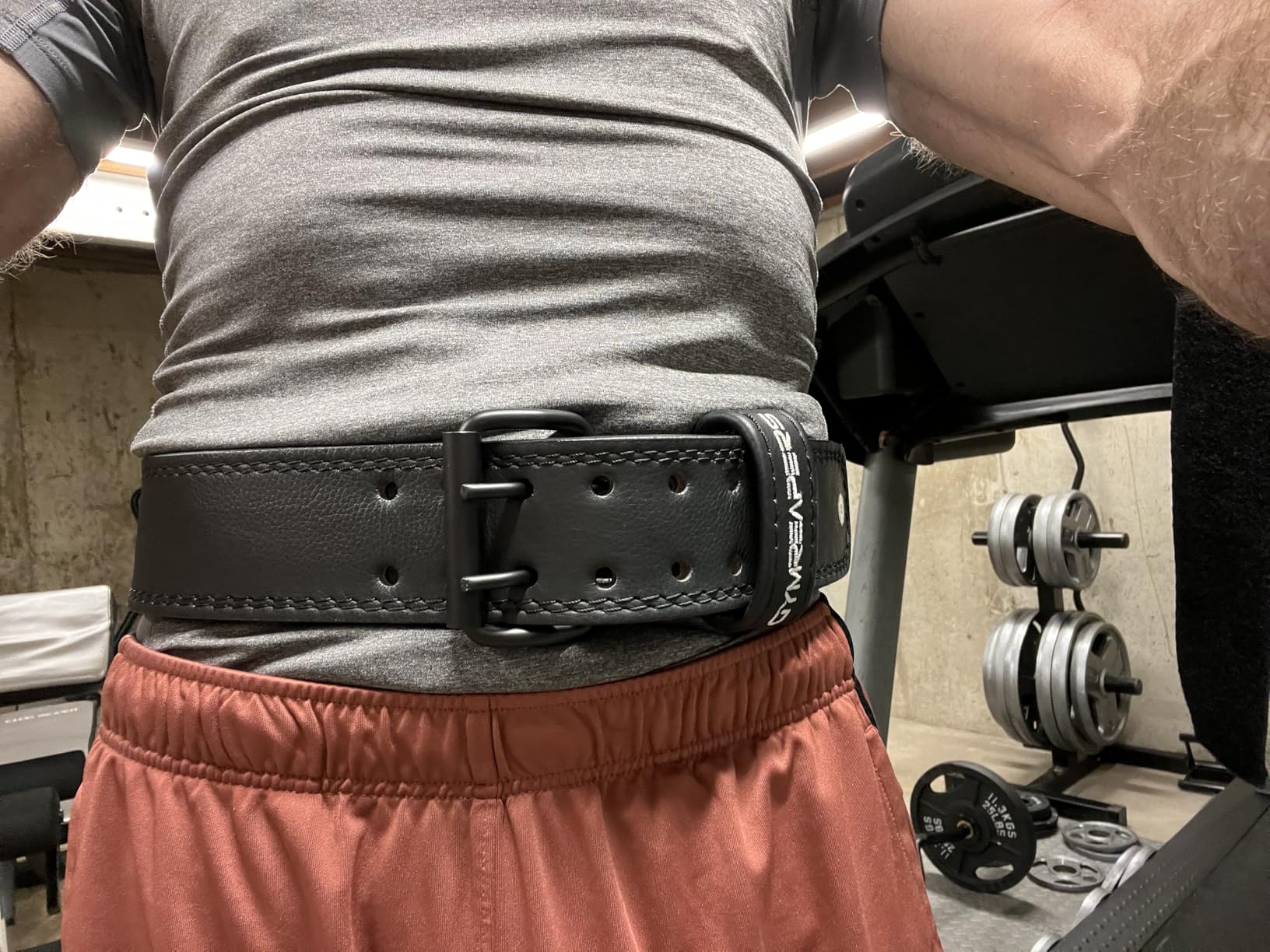 Gymreapers Leather Weightlifting Belt for Bodybuilding, Squatting, Lower Back Support & Back Pain - Real Leather, Adjustable Buckle Sizing - Men Women customer photo 2